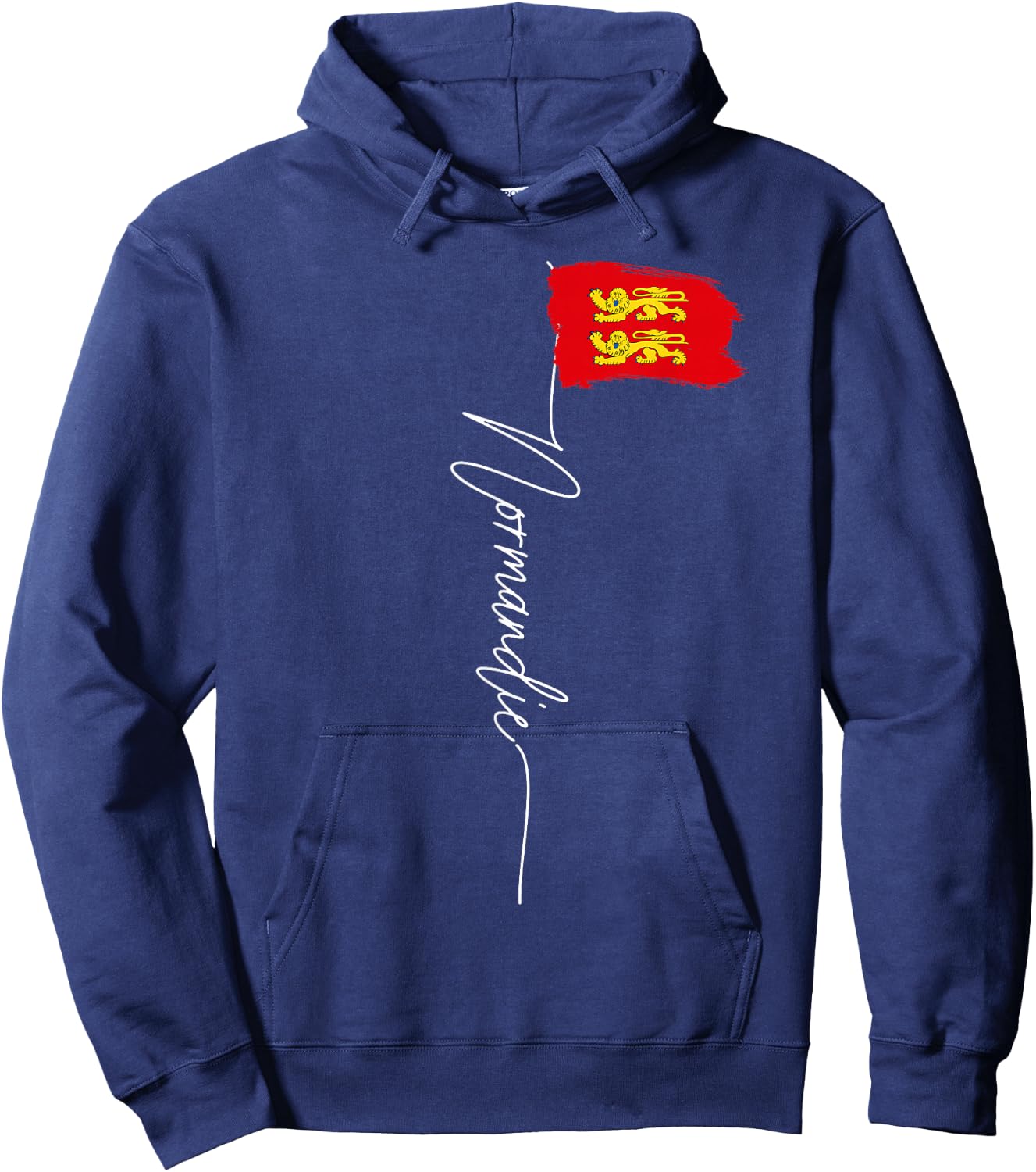 Normandy Lions Flag Yellow Man Woman Normandy France , Black Hoodie - Hoodie | Navy