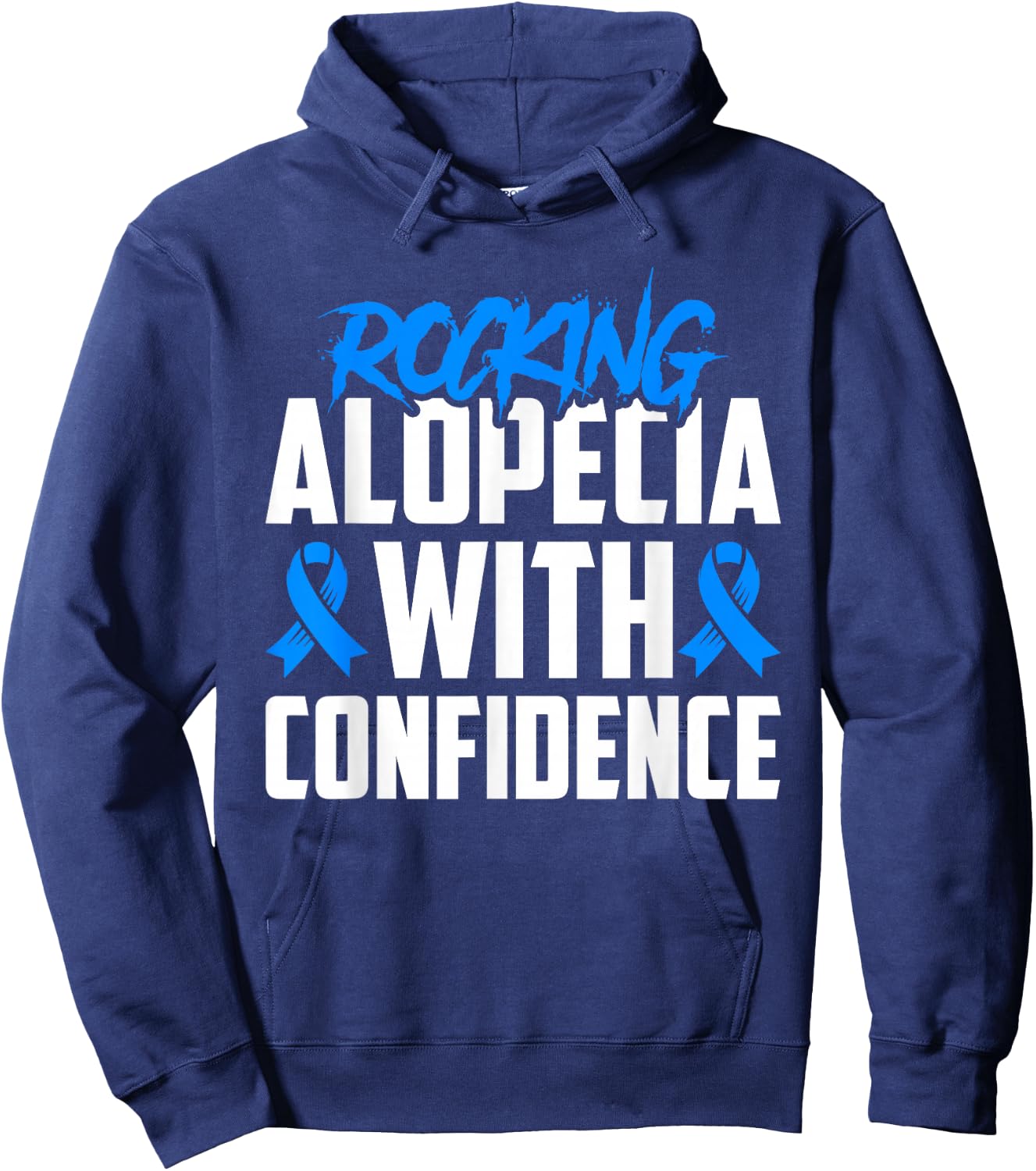 Rocking Alopecia with Confidence Alopecia Awareness Hoodie - Hoodie | Navy