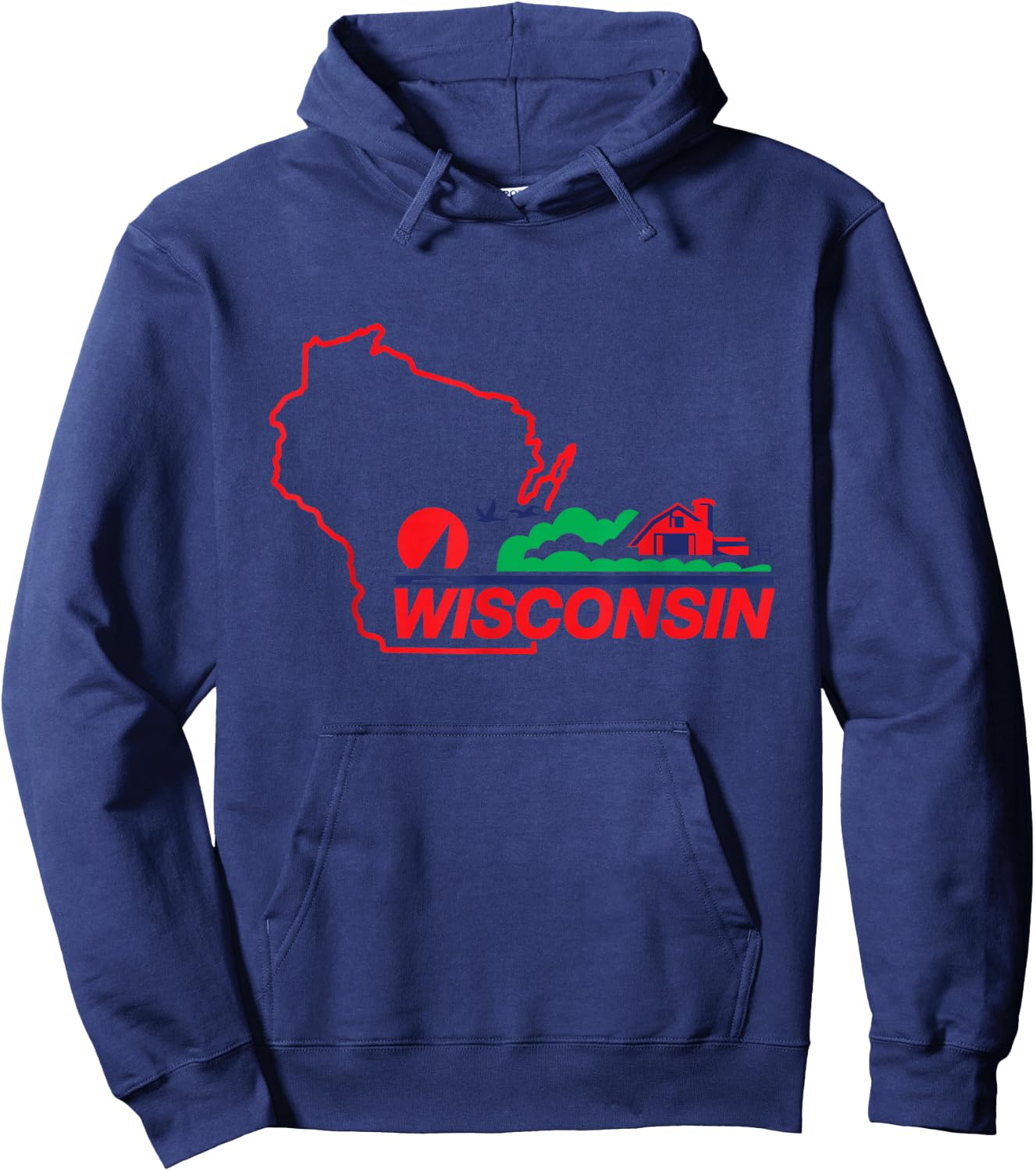 Wisconsin License Plate Wi Outline Red Hoodie - Hoodie | Navy