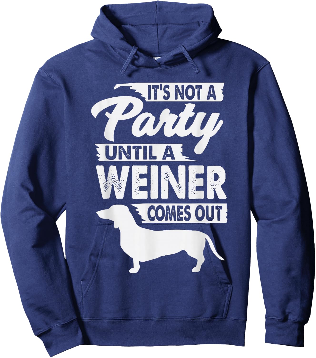 Immature Joke Designs Dachshund - Men's Small Black Party Themed Letter Print Hoodie - Hoodie | Navy