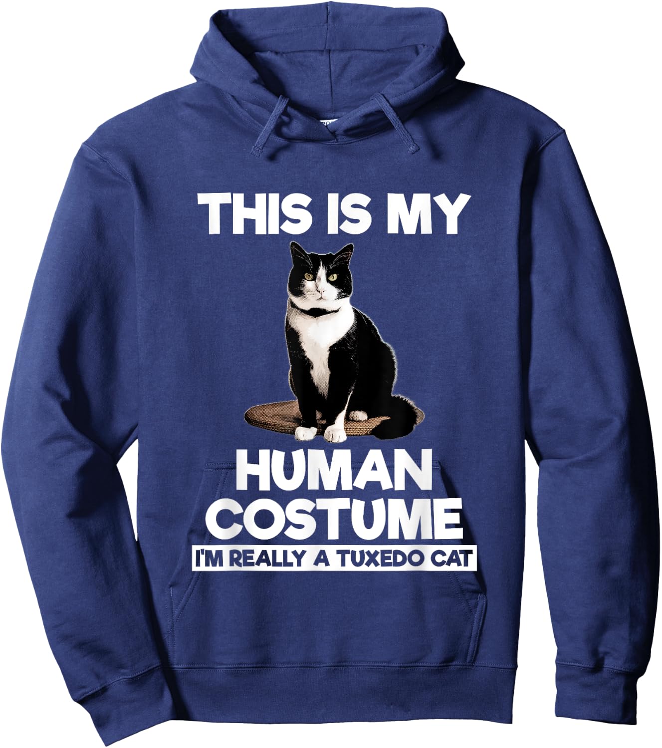 Funny Tuxedo Cat Shirt Halloween This Is My Human Costume Hoodie - Hoodie | Navy