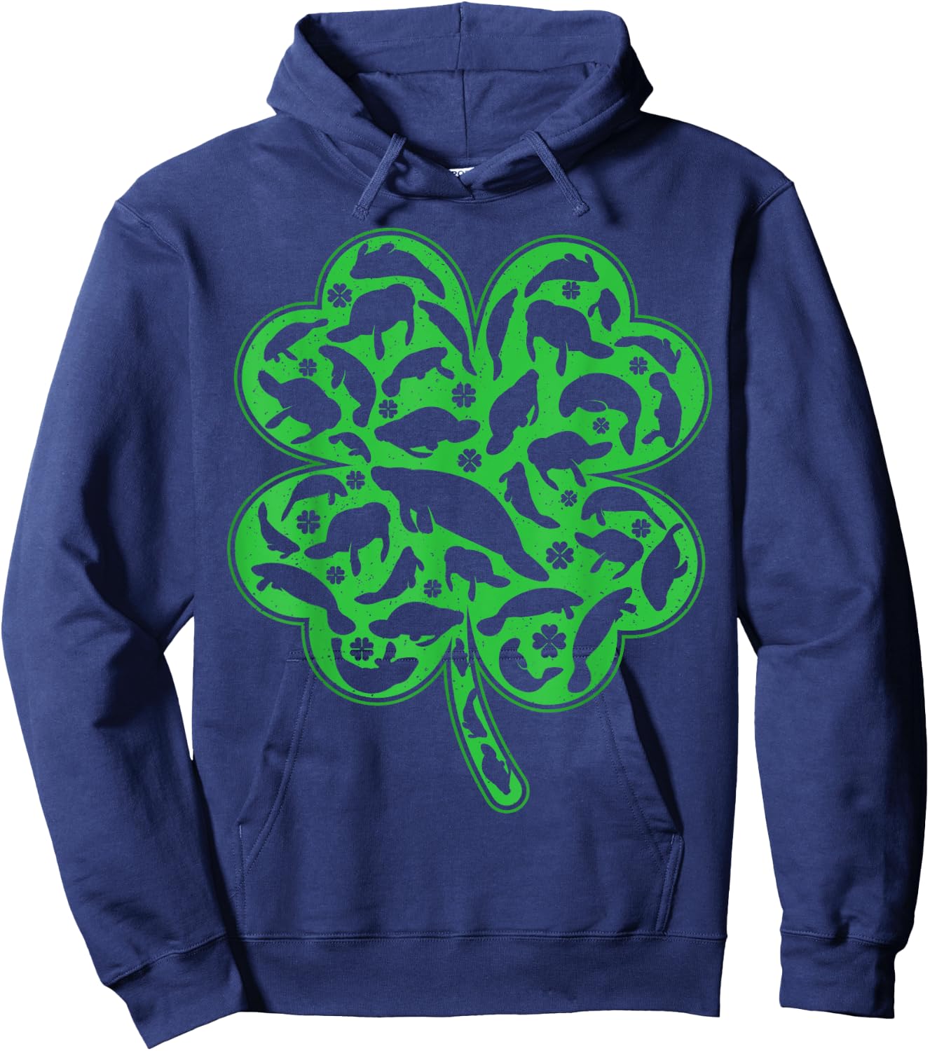 Luckiest Irish Shamrock Leaf Manatee St. Patrick's Day Hoodie - Hoodie | Navy