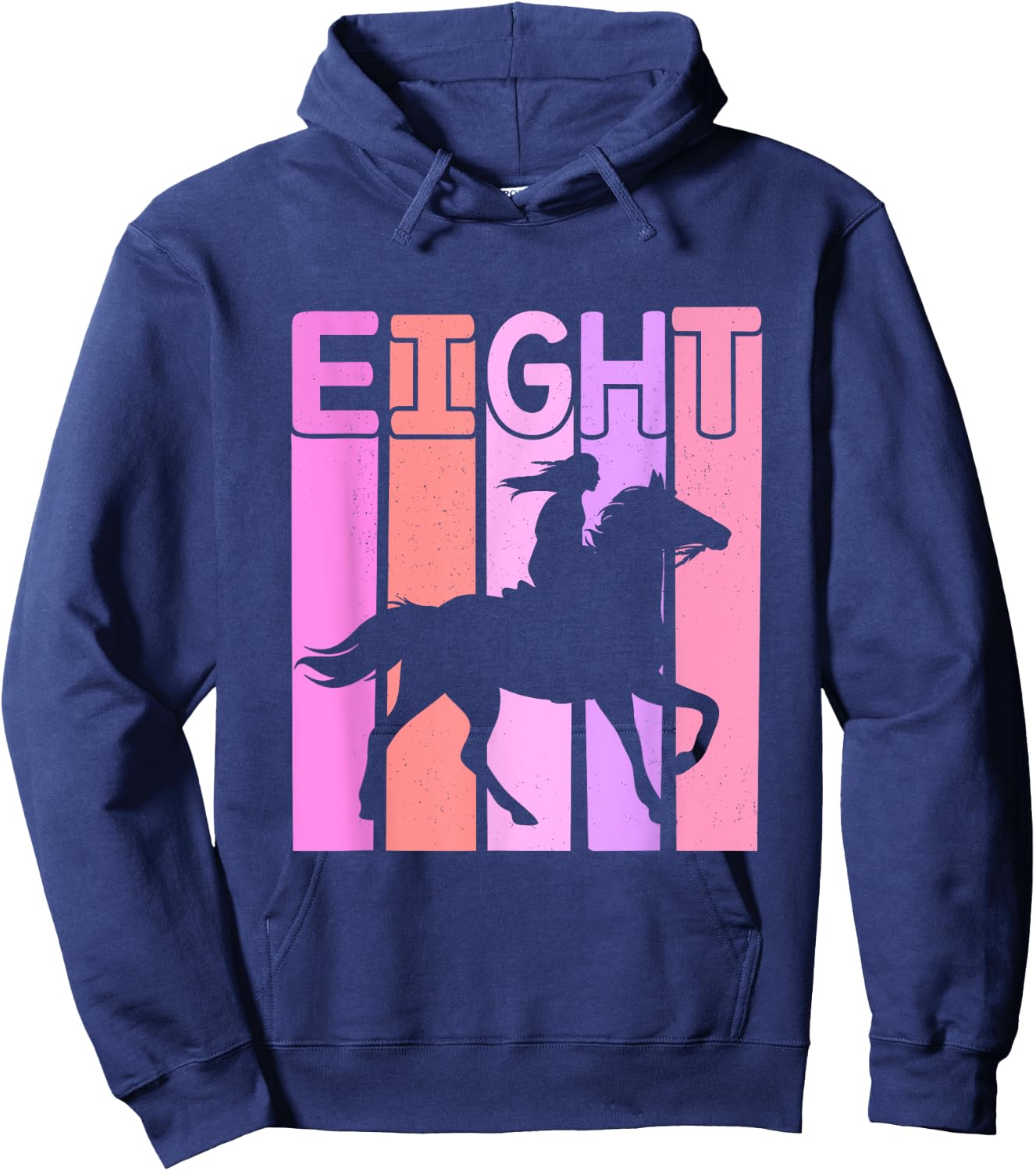 Horse Girl 8th Birthday Horseback Riding 8 Year Old Hoodie - Hoodie | Navy