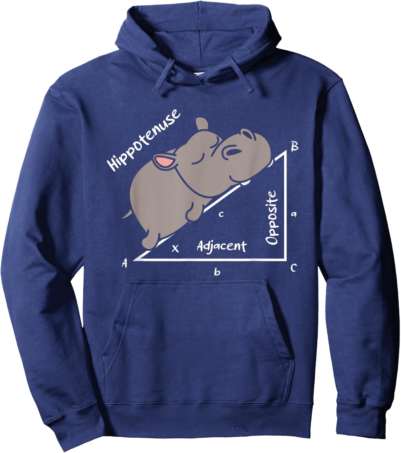 Hippotenuse Hippo Angle Function Hypotenuse Math Teacher Hoodie - Hoodie | Navy