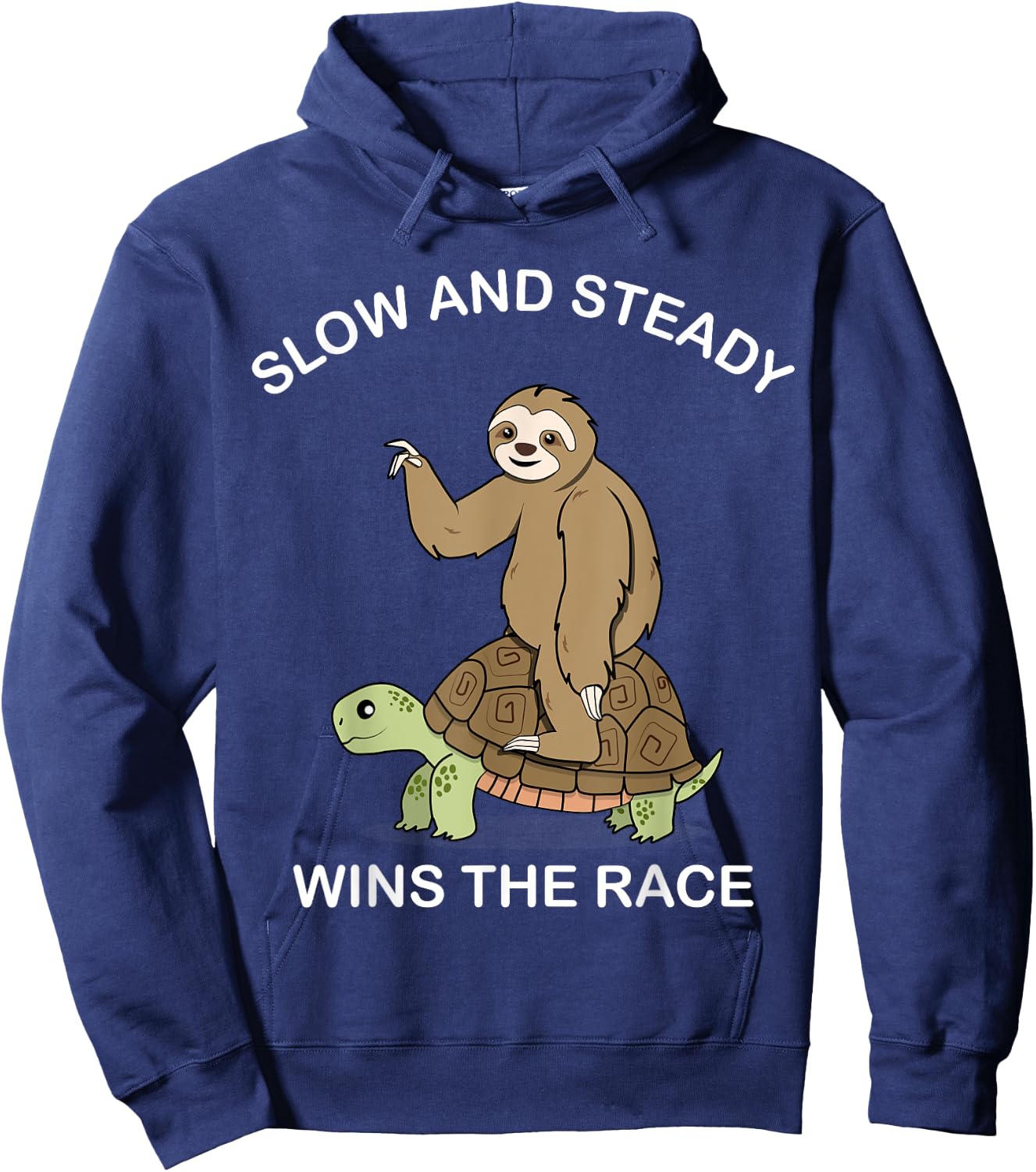 Sloth riding Turtle - slow and steady wins the race - Funny Hoodie - Hoodie | Navy