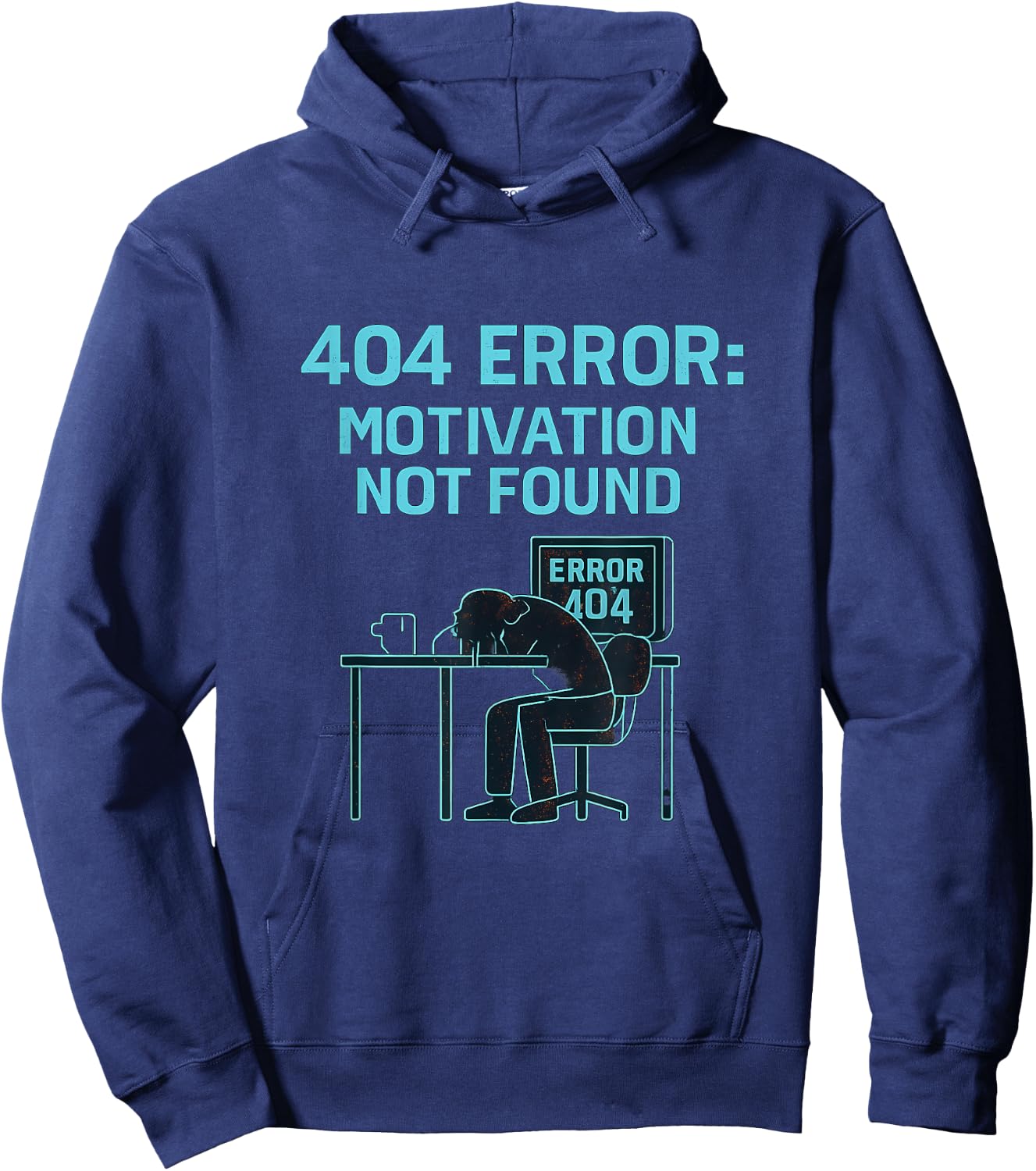 404 Error Motivation Not Found Neon Glitch Design: Hoodie - Hoodie | Navy