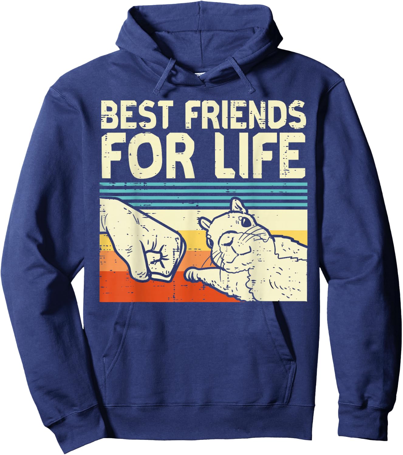 Best Friend for Life Squirrel Fist Bump Retro Men Women Kids Hoodie - Hoodie | Navy