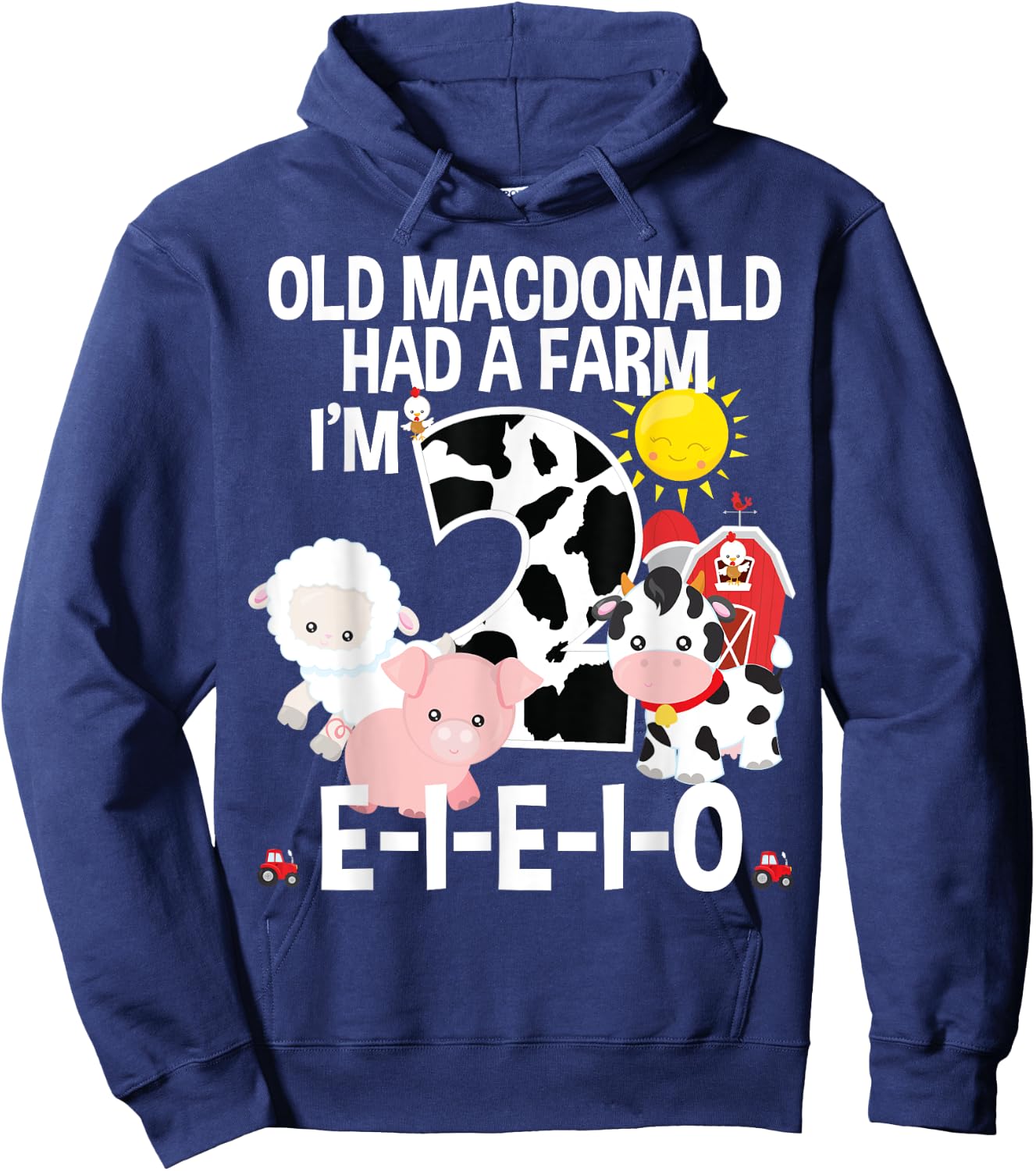 Toddler Kids Old MacDonald 2nd Birthday Party Nursery Song Hoodie - Hoodie | Navy