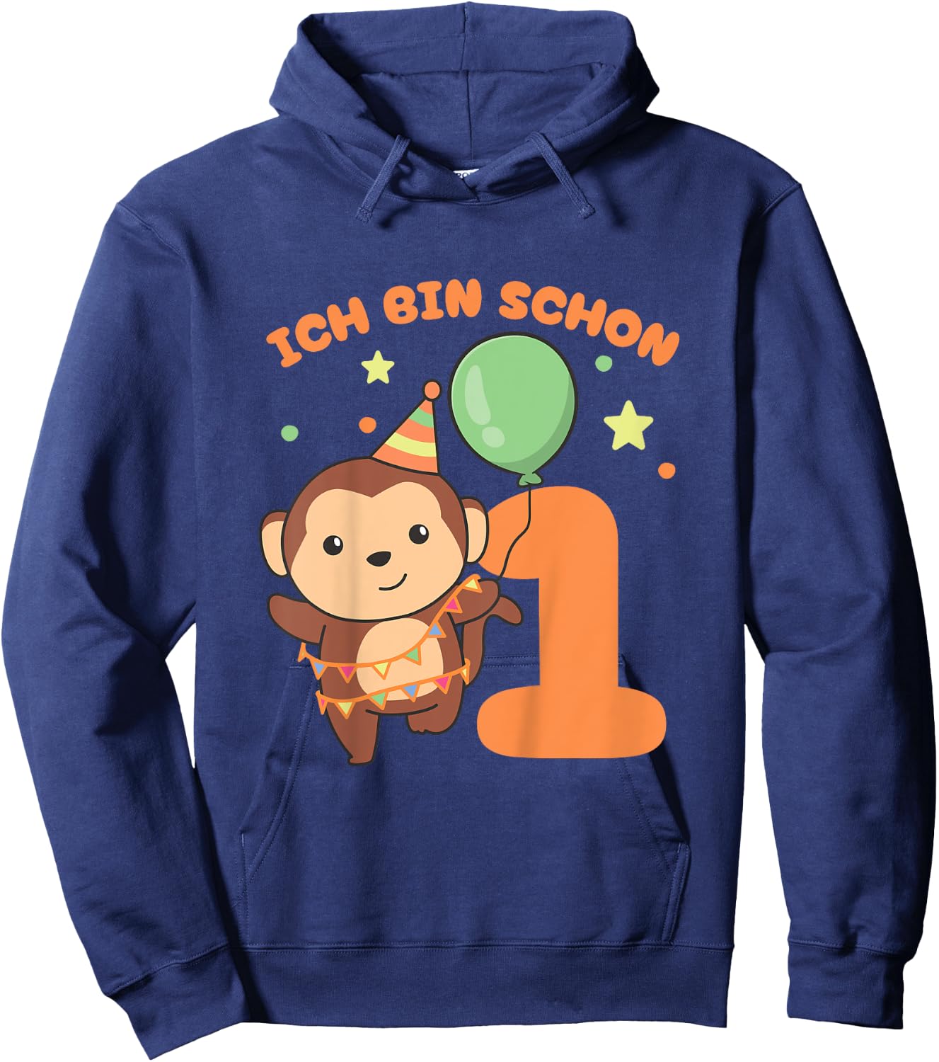 Kinder Affe Ich bin schon 1 Affen Geburtstags Kinder Hoodie - Hoodie | Navy