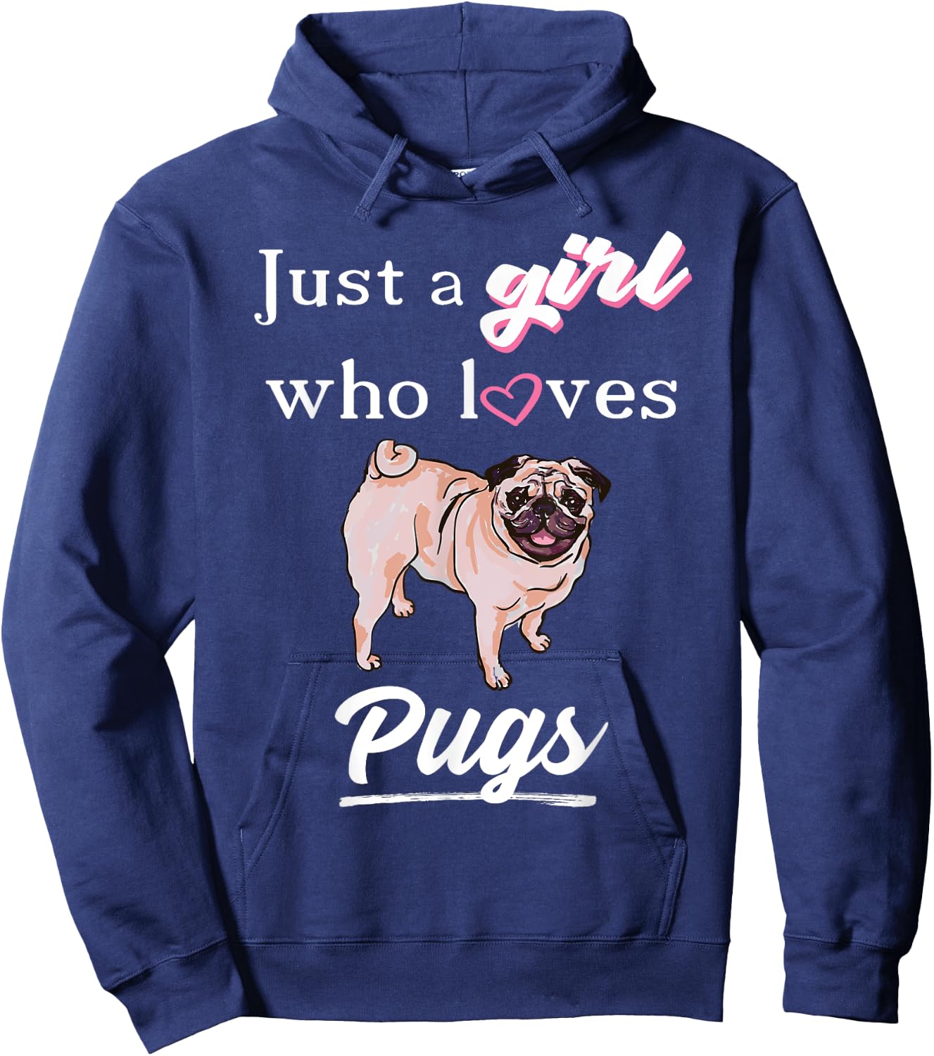 Cute Pug Shirt For Girls or Kids Hoodie - Hoodie | Navy