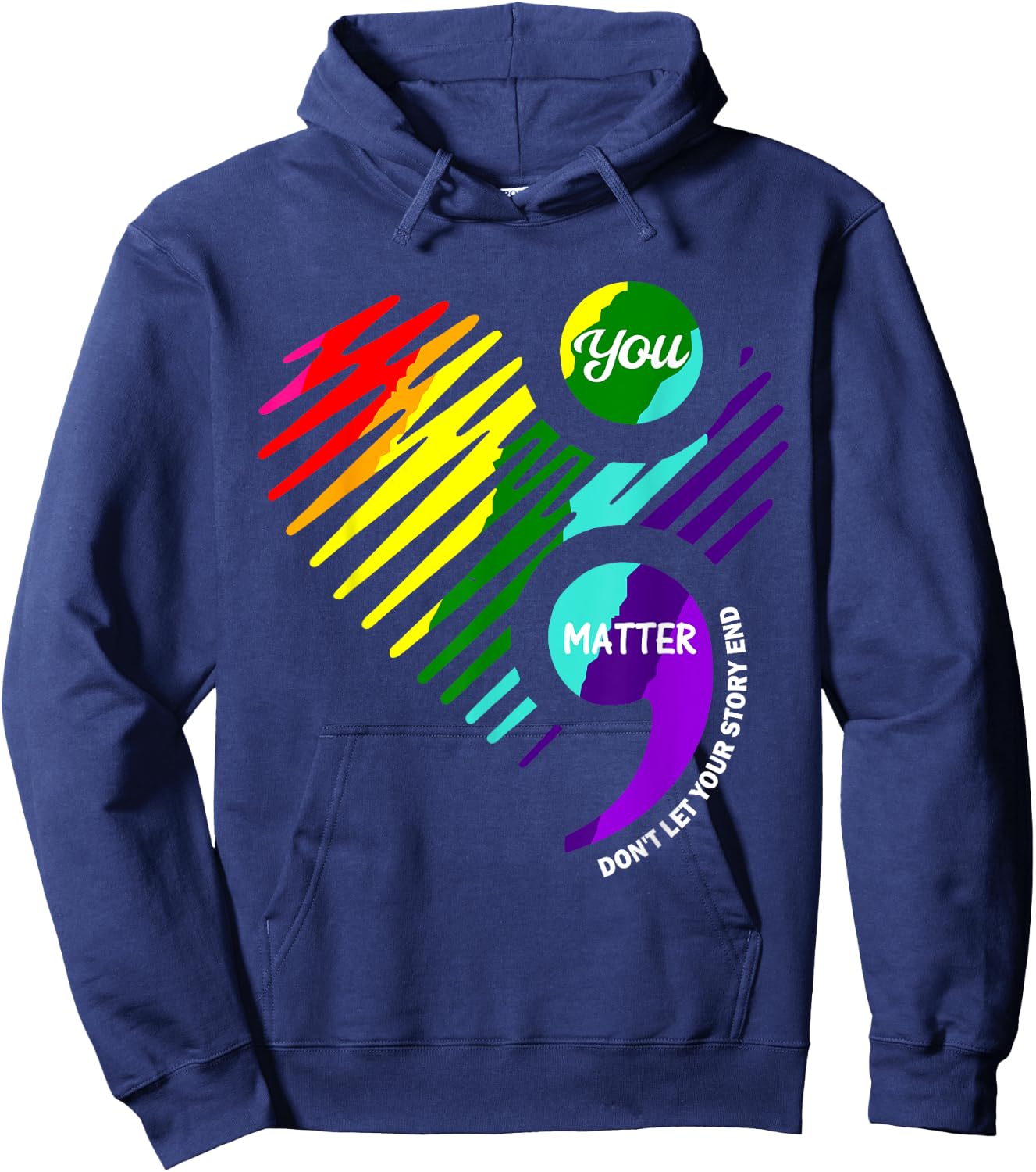 Semicolon Mental Health Awareness Shirt Hoodie - Hoodie | Navy