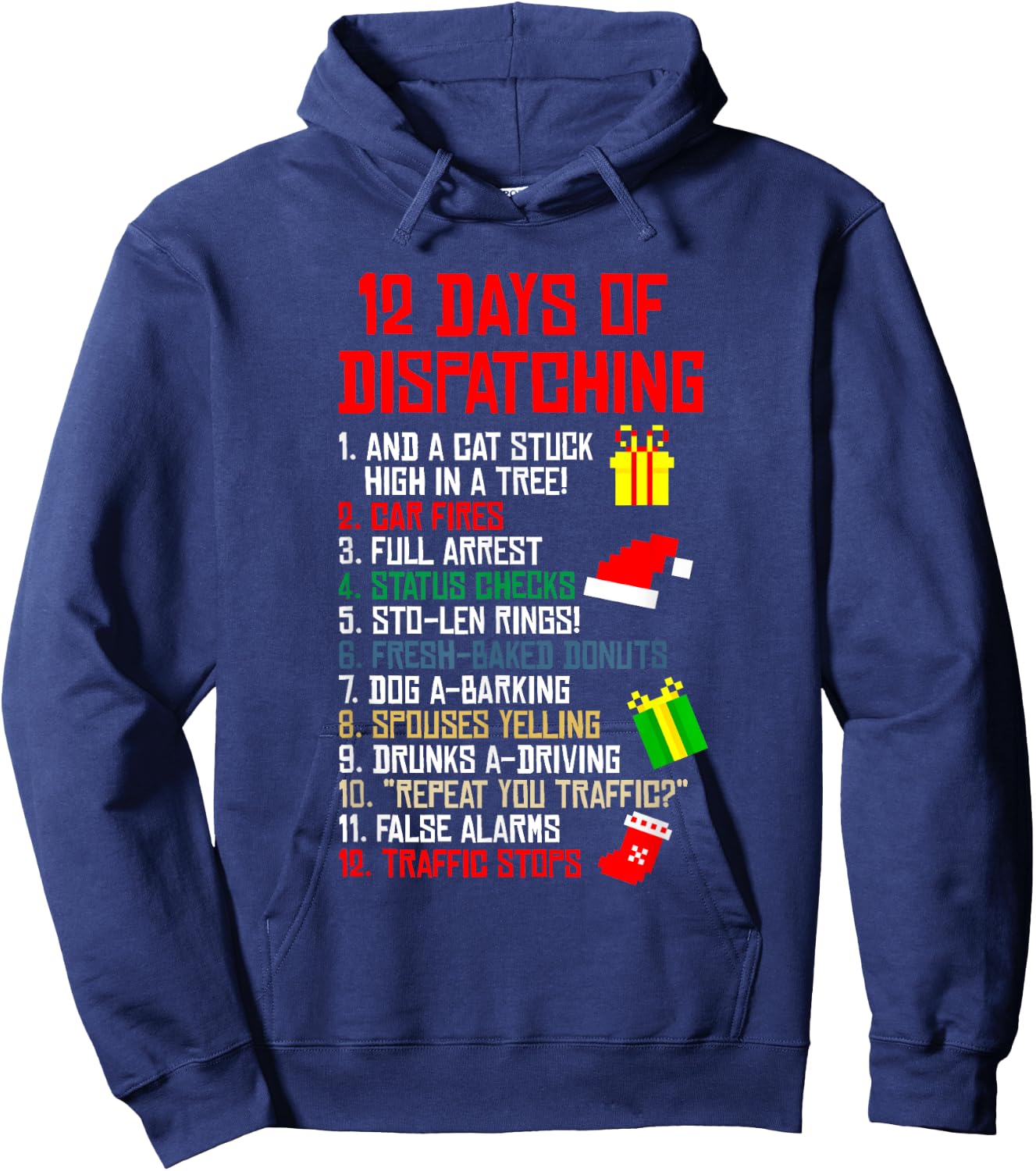 12 Days Of Dispatching Christmas Pajama X-mas Dispatcher Hoodie - Hoodie | Navy