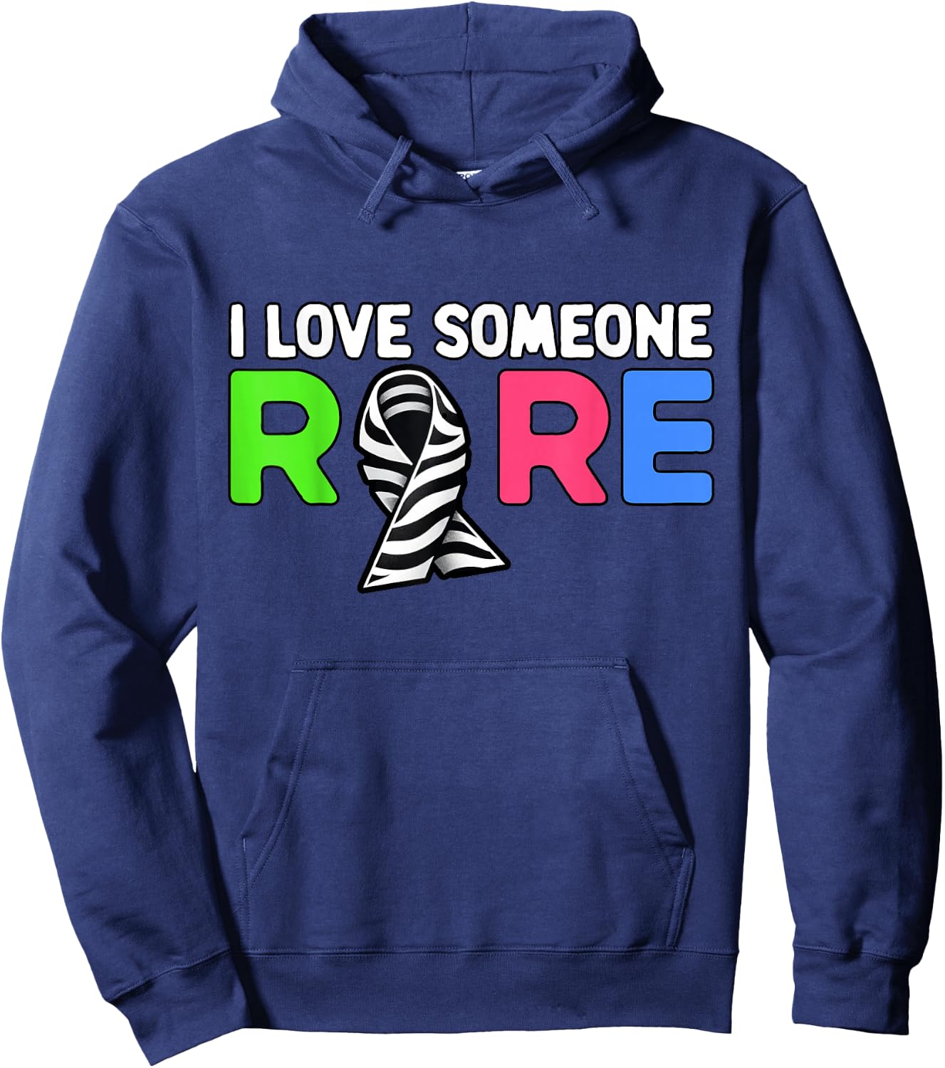 Rare Disease Awareness Zebra Ribbon, I Love Someone Rare Hoodie - Hoodie | Navy