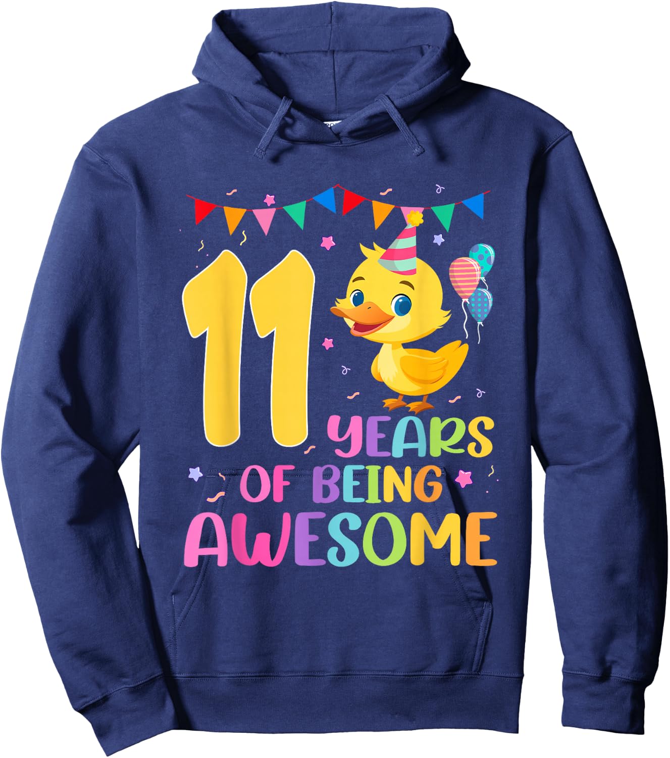 11th Years Of Being Awesome 11nd Birthday Duck Theme Hoodie - Hoodie | Navy