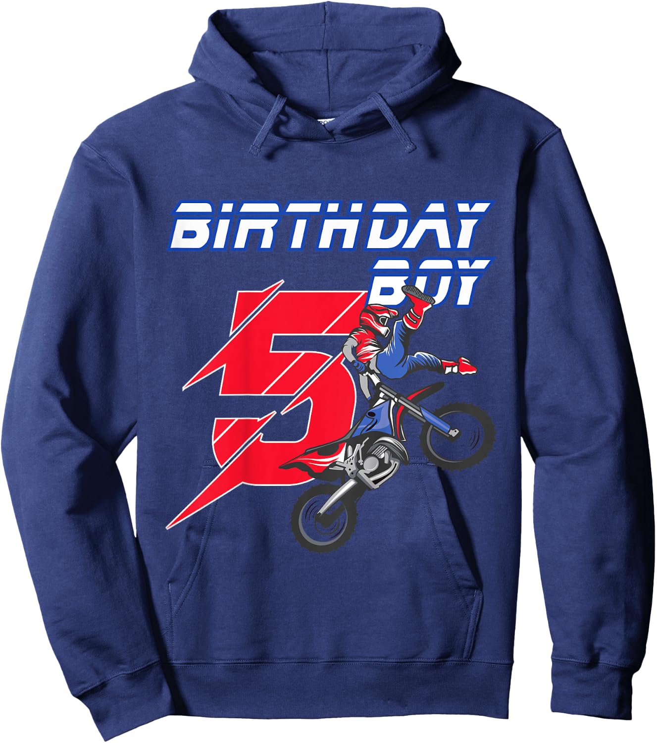 5 Year Old Dirt Bike Birthday T Shirt Motocross 5th Gift Hoodie - Hoodie | Navy