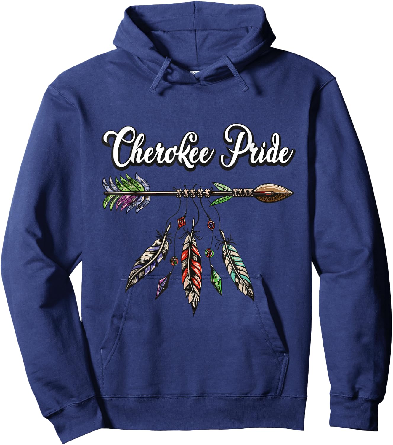 Cherokee Pride Feathers Native American Hoodie - Hoodie | Navy