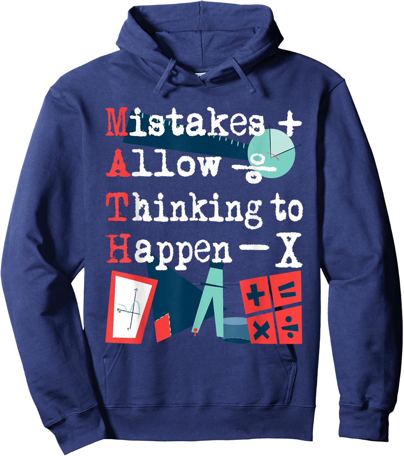 Mistakes Allow Thinking To Happen - Math Lover Math Teacher Women Girls Kids Hoodie - Hoodie | Navy