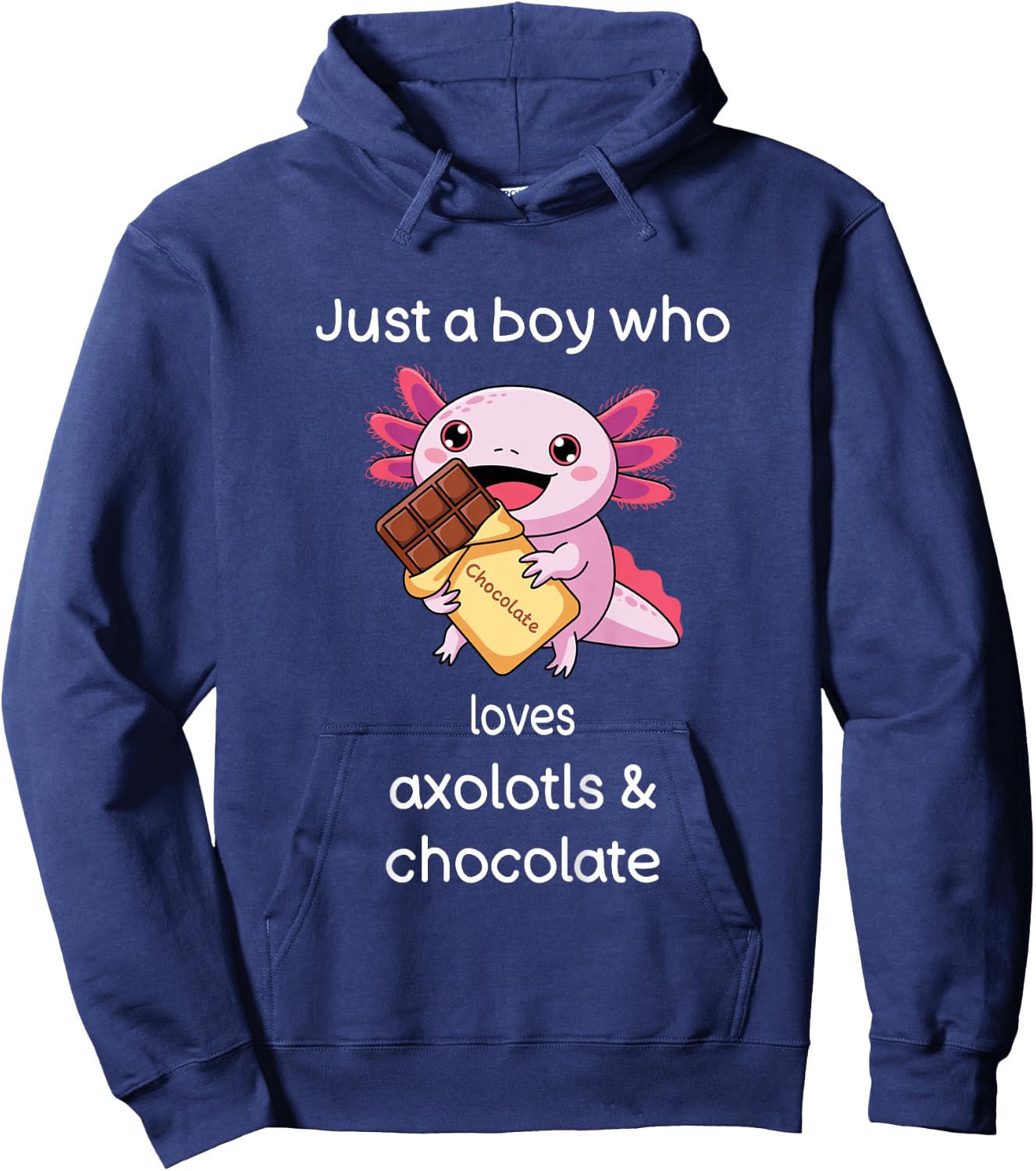Kids Axolotl Chocolate Shirt Boys Cool Axolotl Chocolate Hoodie - Hoodie | Navy