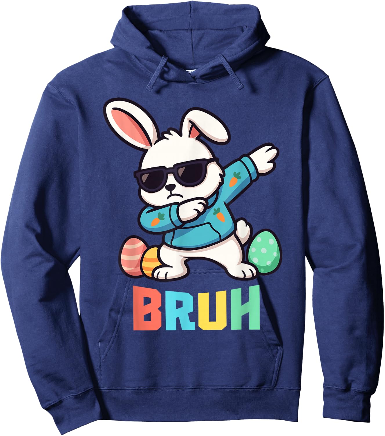 Bruh Dabbing Easter Bunny Kids Boys Easter Hoodie - Hoodie | Navy