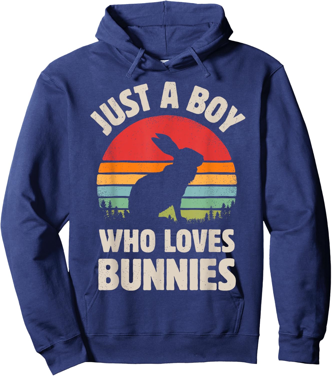 Bunny Just A Boy Who Loves Bunnies Men Retro Vintage Sunset Hoodie - Hoodie | Navy