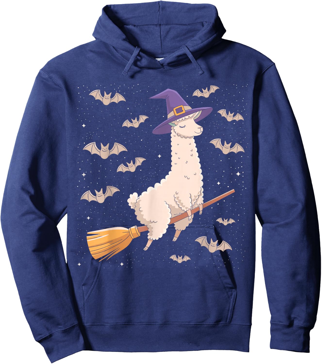 Funny Witch Broomstick Llama Lovers Spooky Halloween Costume Hoodie - Hoodie | Navy
