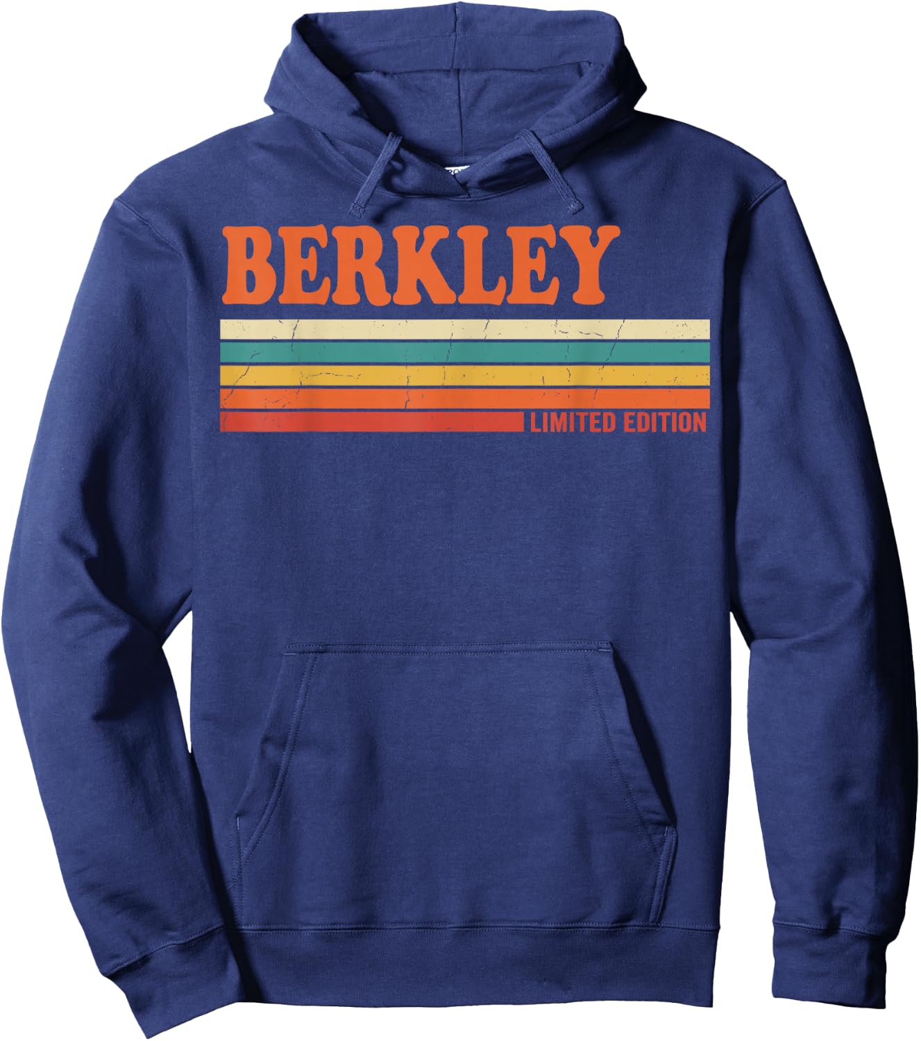 Berkley Retro Personalized First Name Vintage Stripes Hoodie - Hoodie | Navy