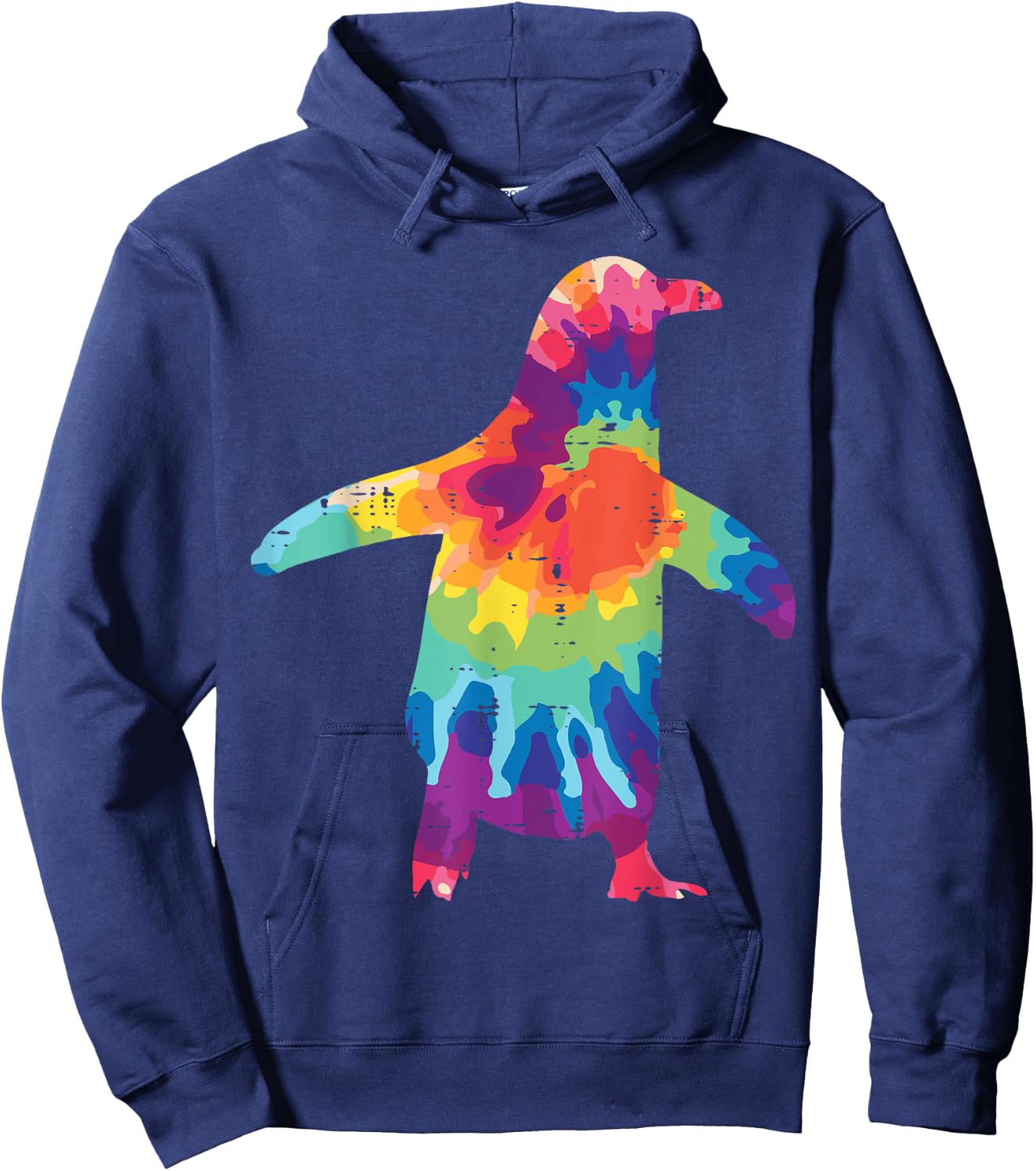 Penguin Silhouette Tie Dye Retro Groovy Hippie Men Women Kid Hoodie - Hoodie | Navy