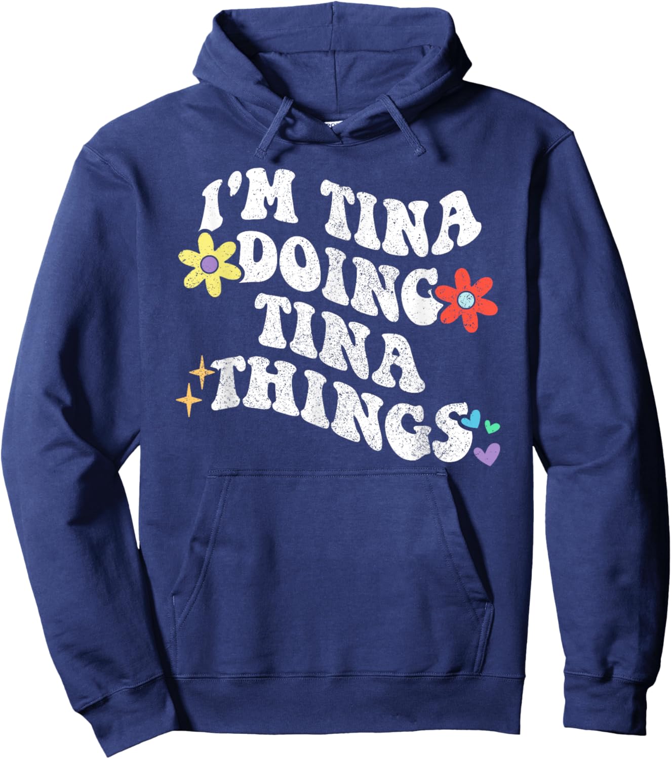 Retro Groovy Im TINA Doing TINA Things Funny Mother's Day Hoodie - Hoodie | Navy
