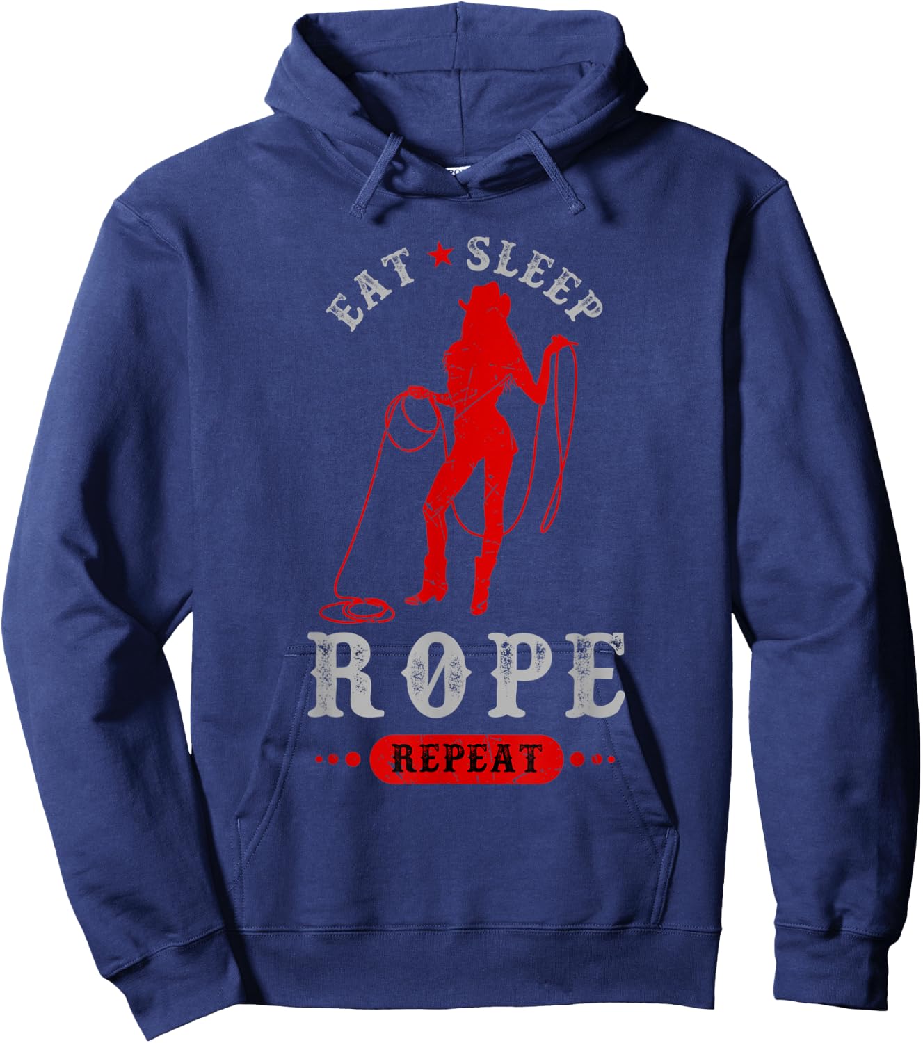 Bullriding and Rodeo or Eat Sleep Rope Repeat Hoodie - Hoodie | Navy