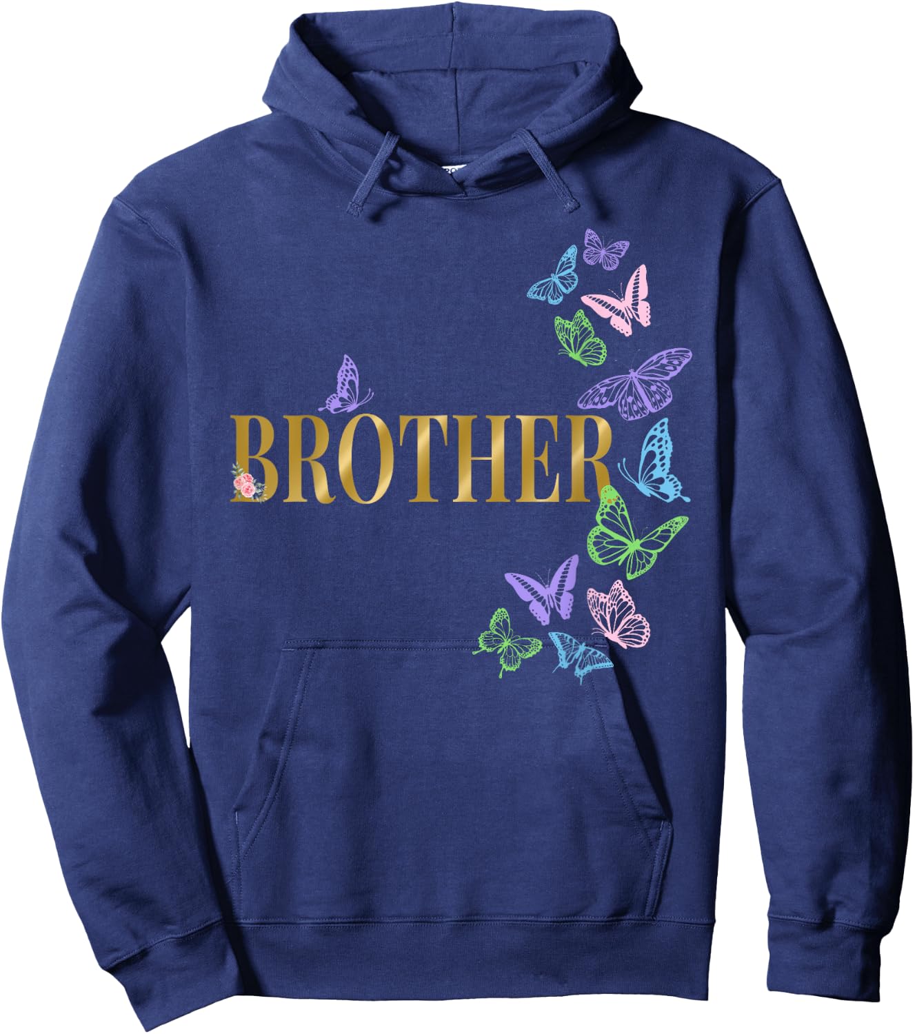 Brother of The Birthday Girl Butterfly Party Matching Family Hoodie - Hoodie | Navy