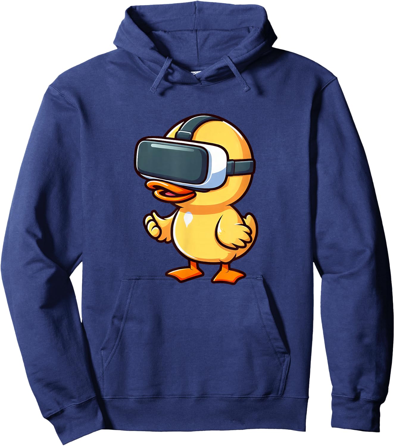 Cartoon Duck Virtual Reality Gamer Designs Hoodie - Hoodie | Navy