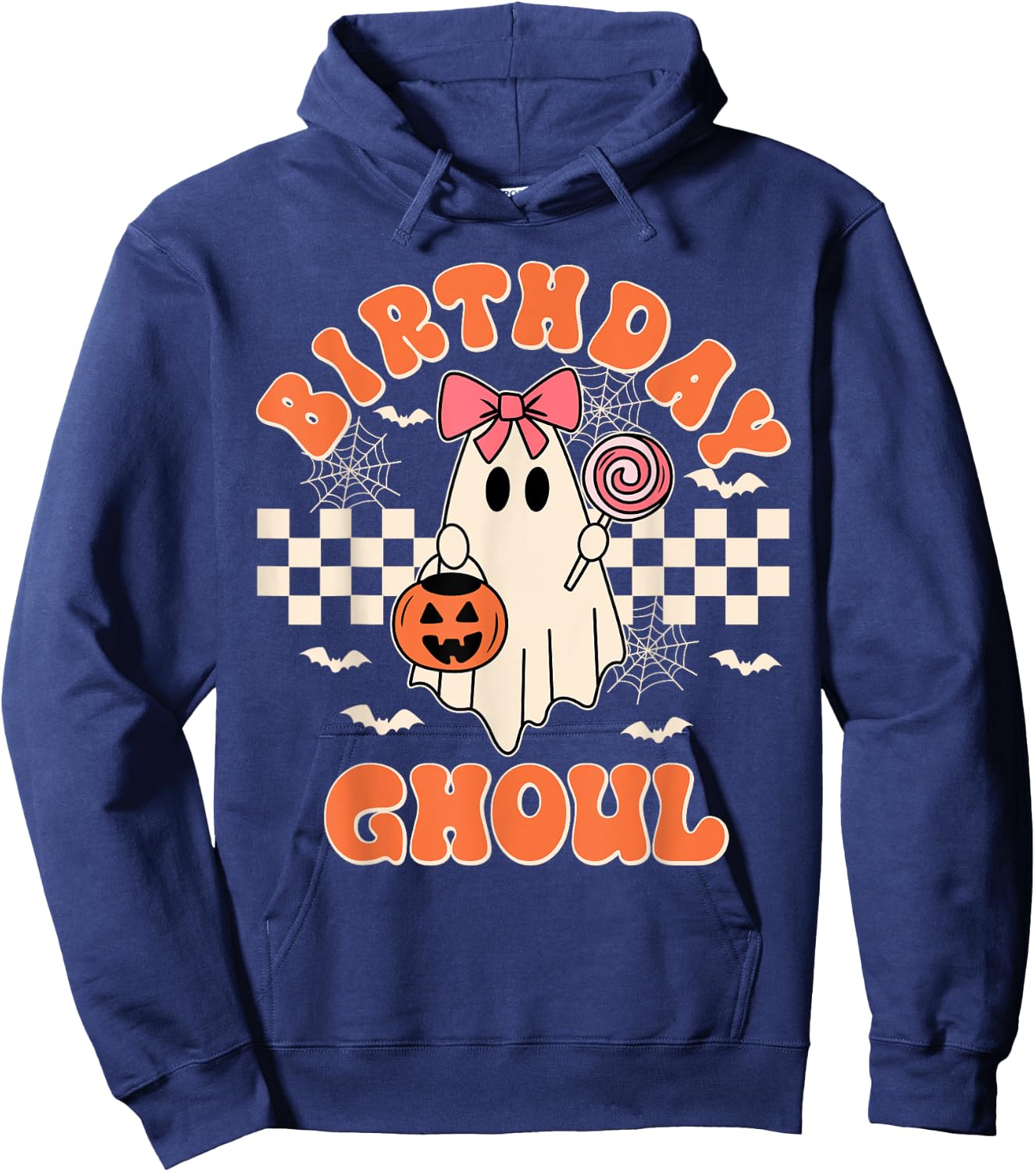 Birthday Ghoul Spooky Season Groovy Halloween Kids Girls Hoodie - Hoodie | Navy