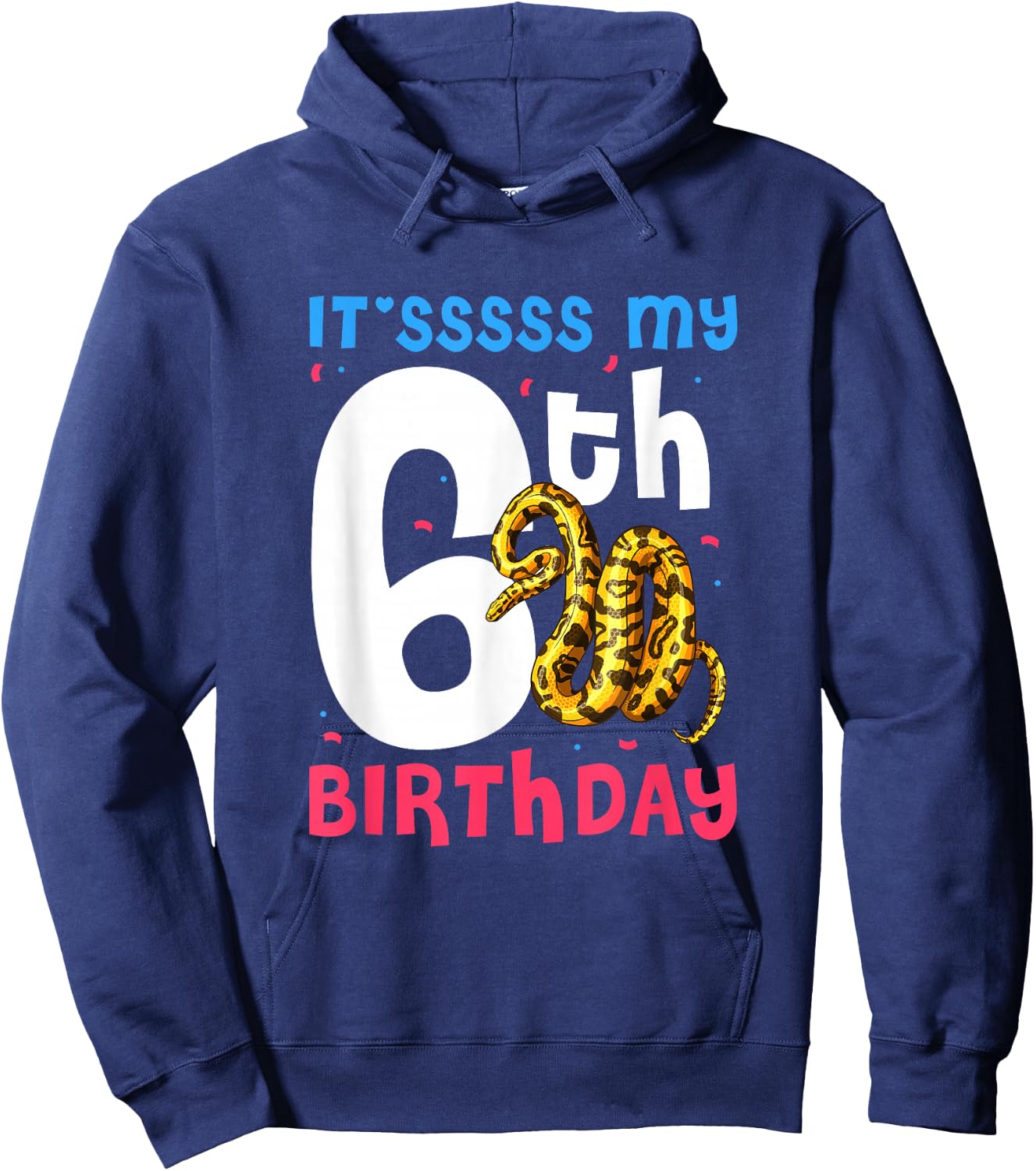 6th Birthday Ball Python 6 Years Old Snake Lover Kids Hoodie - Hoodie | Navy