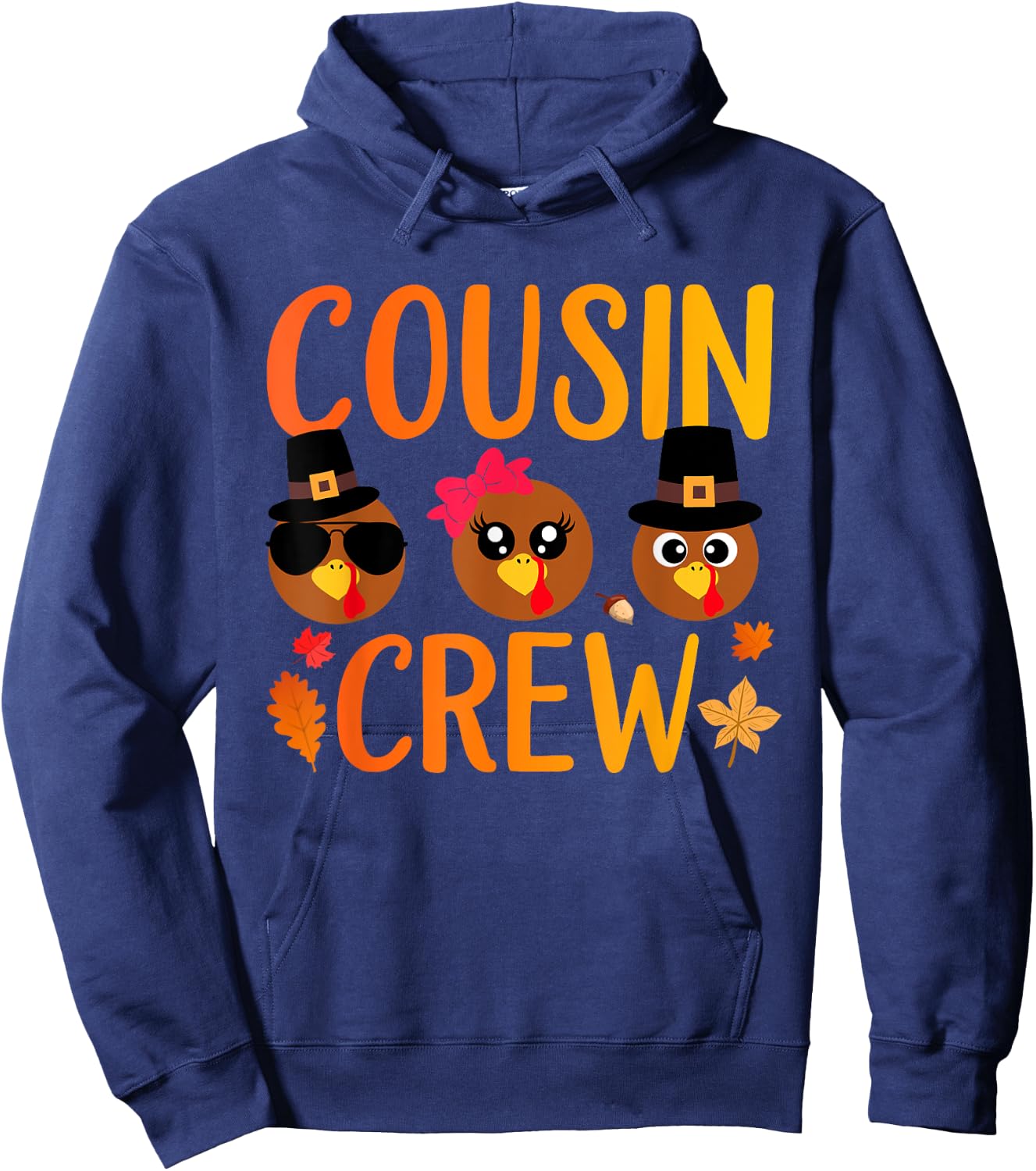 Cousin Crew Thanksgiving Kids Family Matching Turkey Day Hoodie - Hoodie | Navy