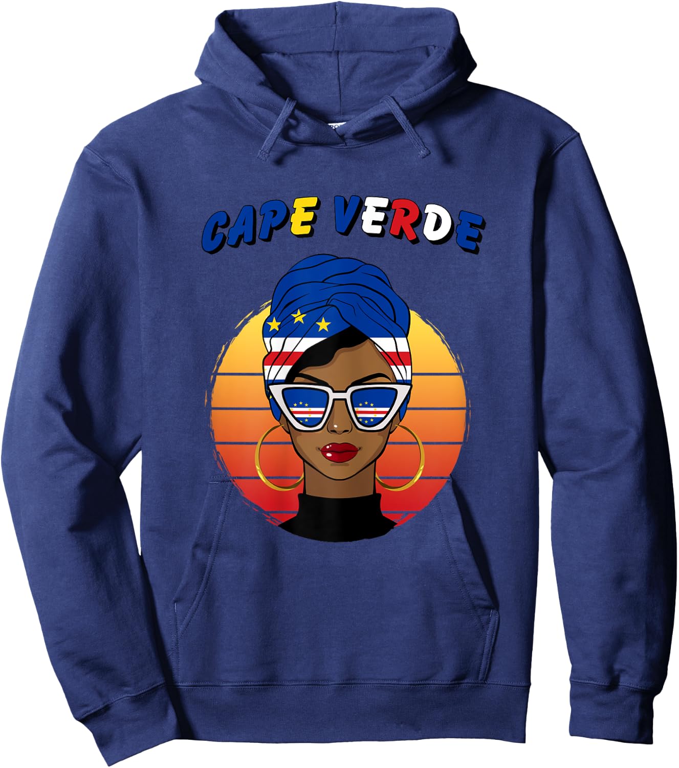 Cape Verde, flag of Cape Verde, Cape Verdean girl, Cape Verdean , Black, Female X-Small Hoodie - Hoodie | Navy
