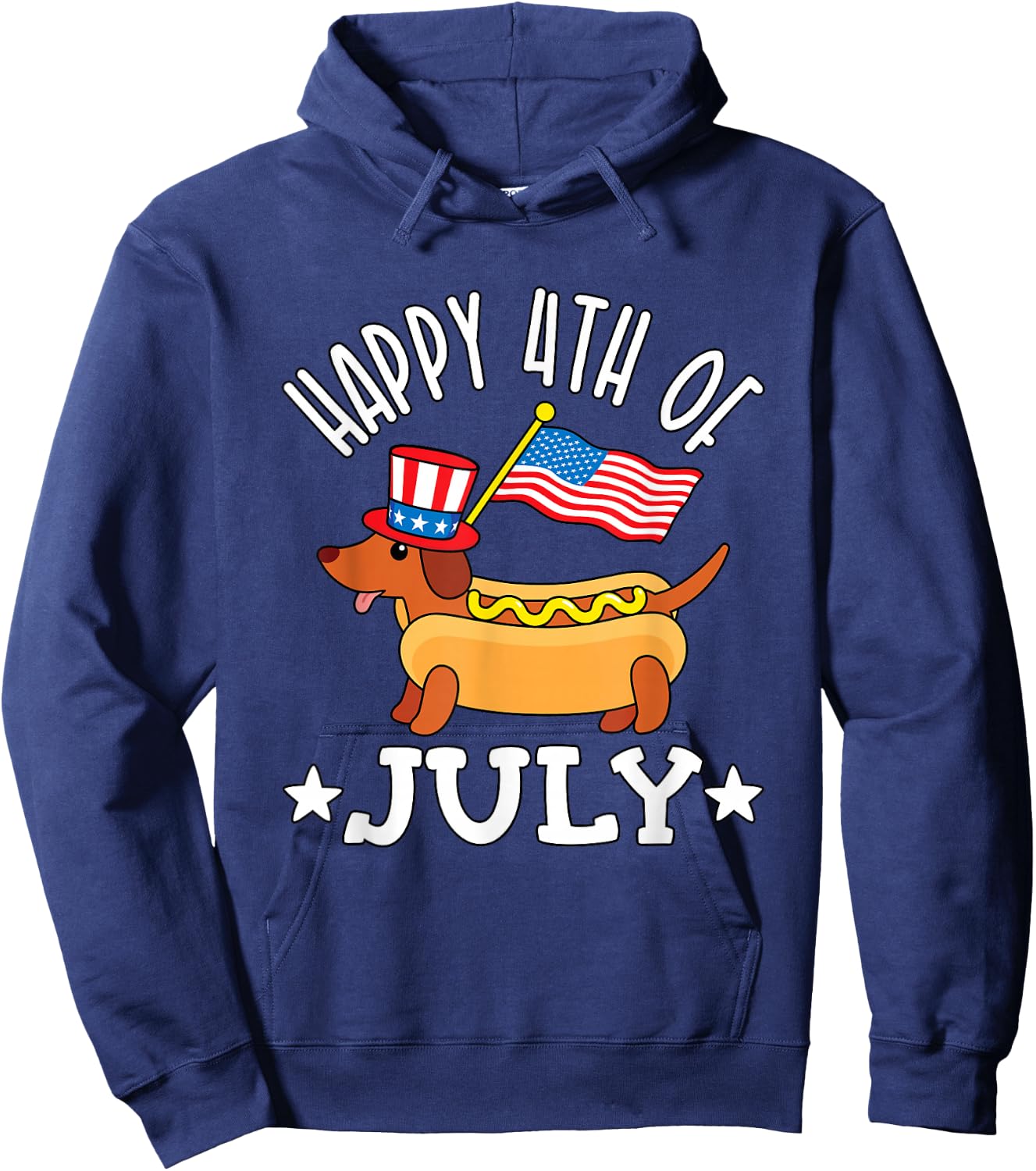 Patriotic Dachshund Fourth of July 4th Flag Cute Hot Dog Hoodie - Hoodie | Navy