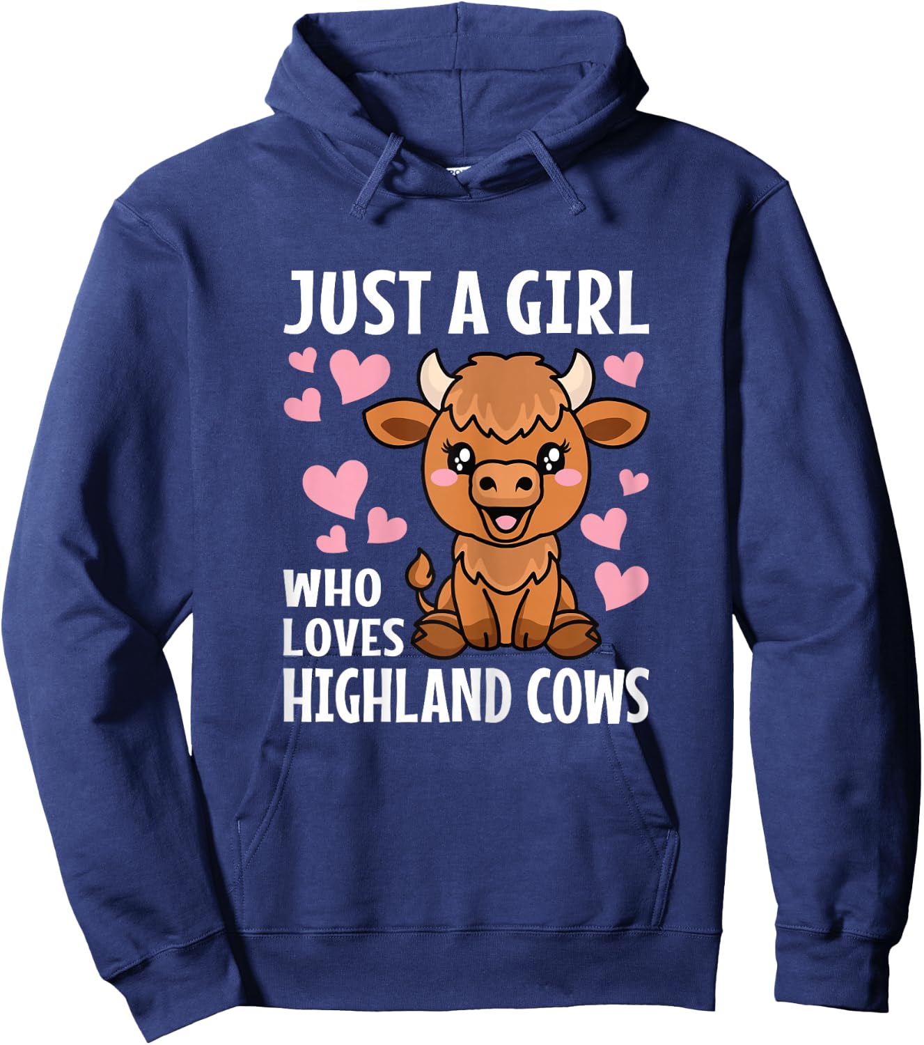 Just A Girl Who Loves Highland Cows Western Girls Hoodie - Hoodie | Navy