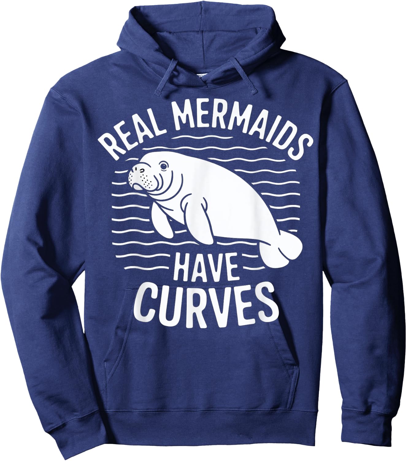 Real Mermaids Have Curves Manatee Art Hoodie - Hoodie | Navy