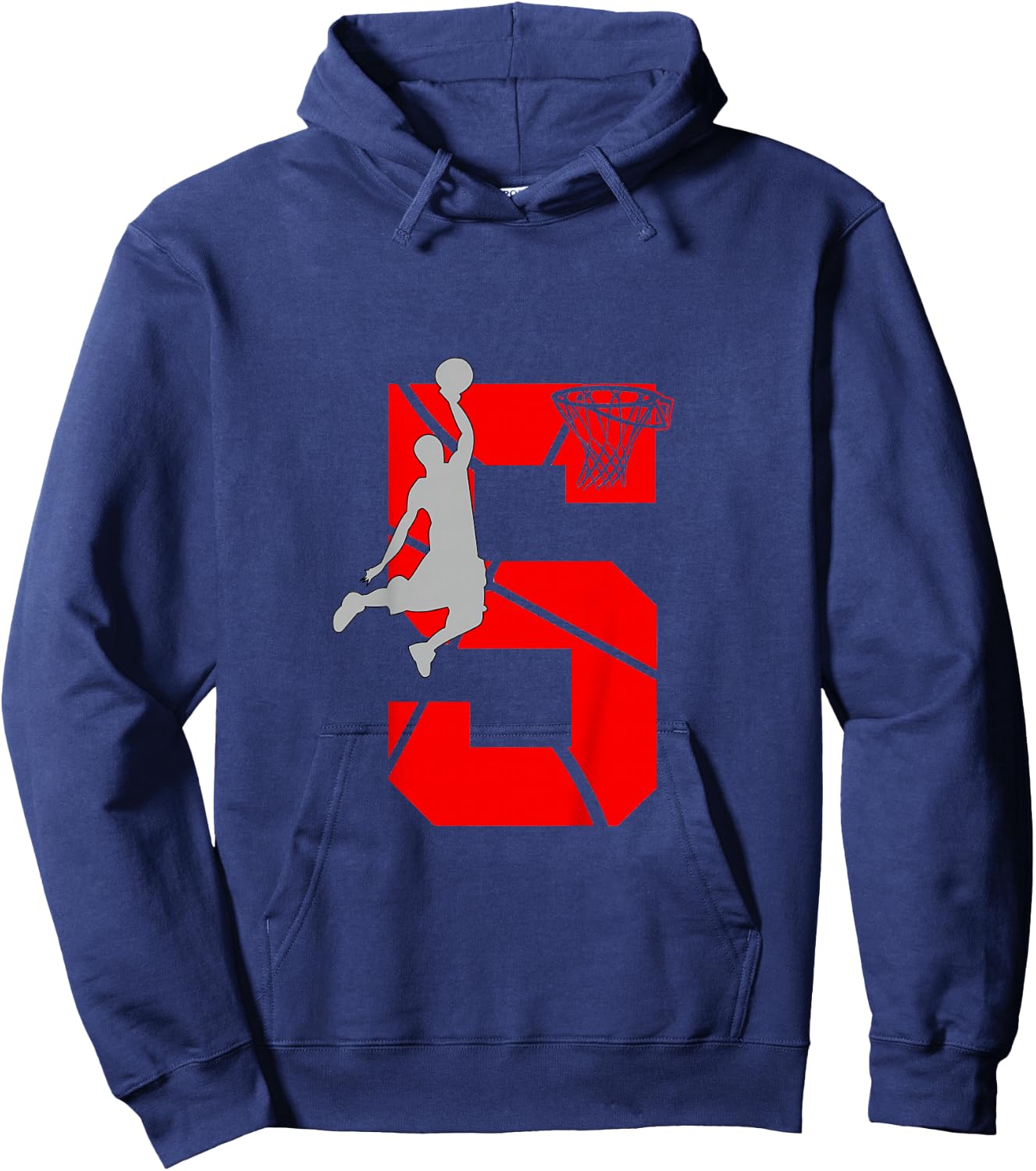 5 Year Old 5th Basketball Birthday PartyTheme Boys Girls Hoodie - Hoodie | Navy