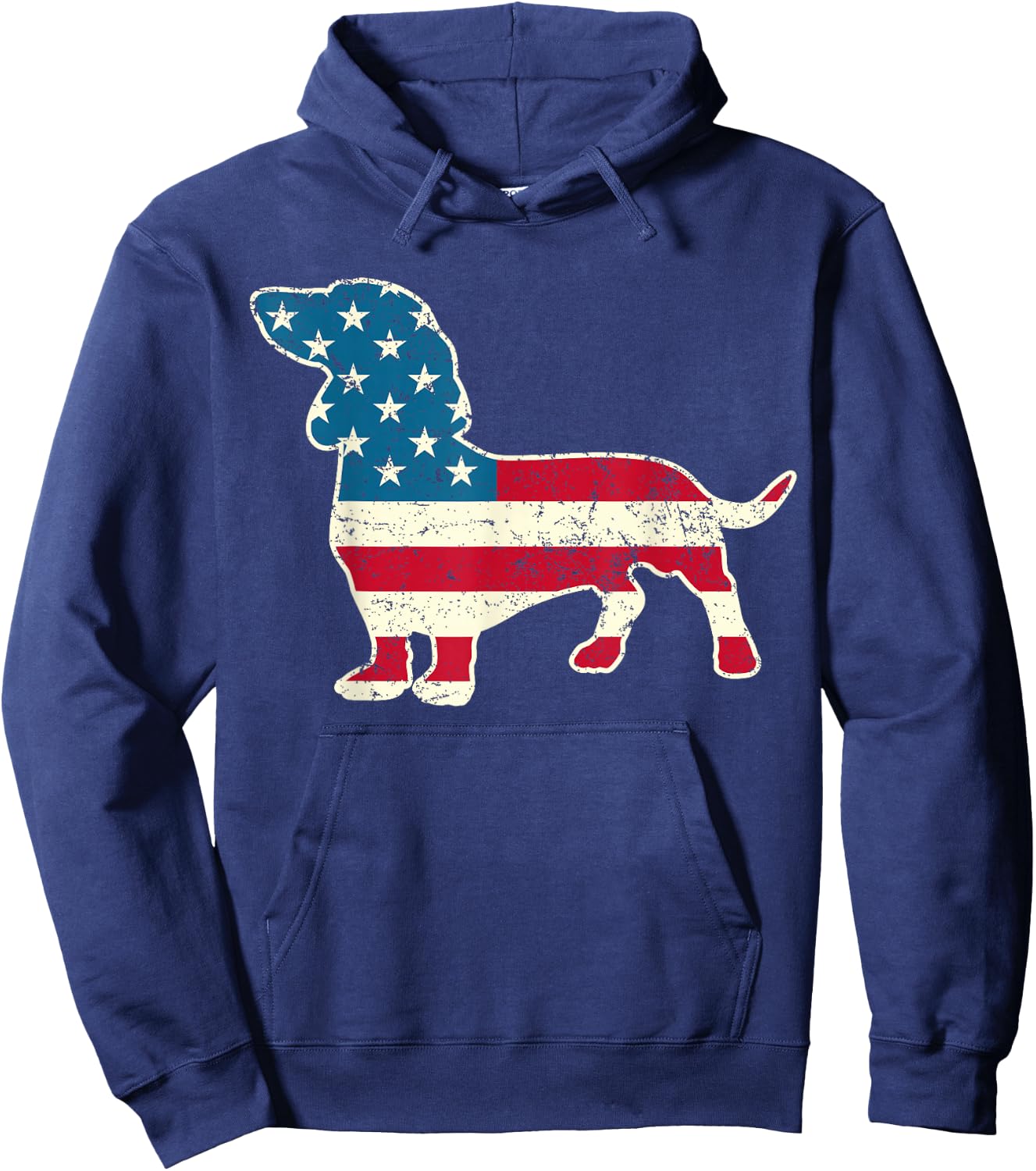 Dachshund 4th of July American Flag Dog Lovers Men Women USA Hoodie - Hoodie | Navy