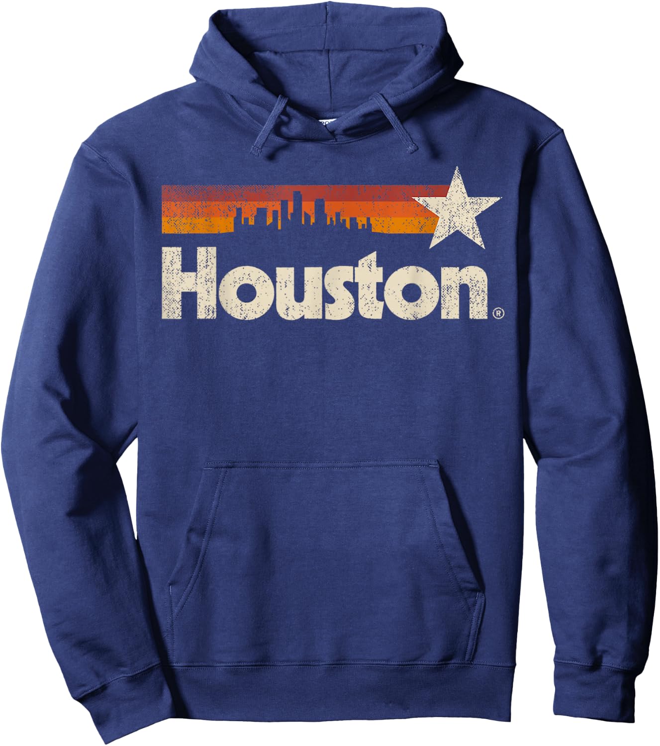 Vintage Houston City - Texas Houston Strong Stripes Hoodie - Hoodie | Navy