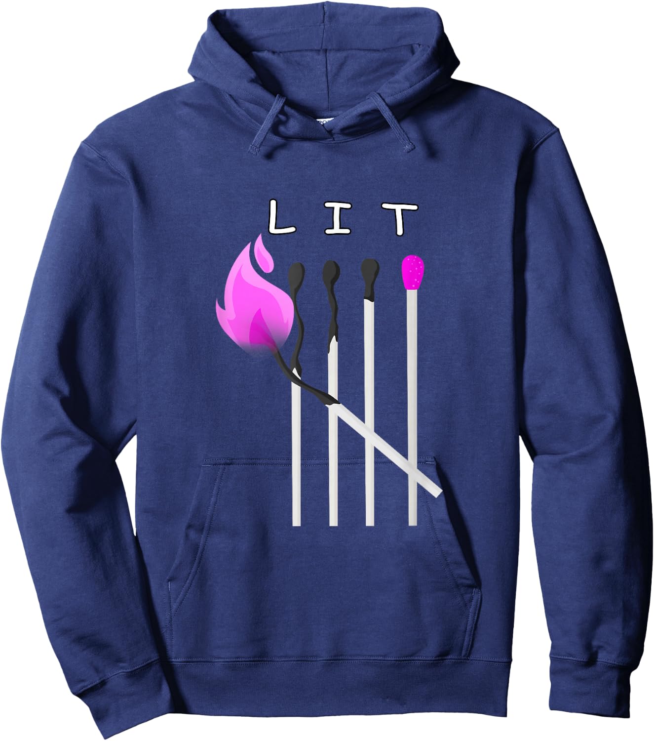Pink You Know It's LIT Pink Graphic Hoodie - Hoodie | Navy