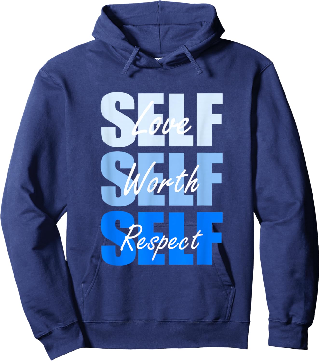 Blue Self-ish X 3 Blue Color Graphic Blue Vibes Only Hoodie - Hoodie | Navy