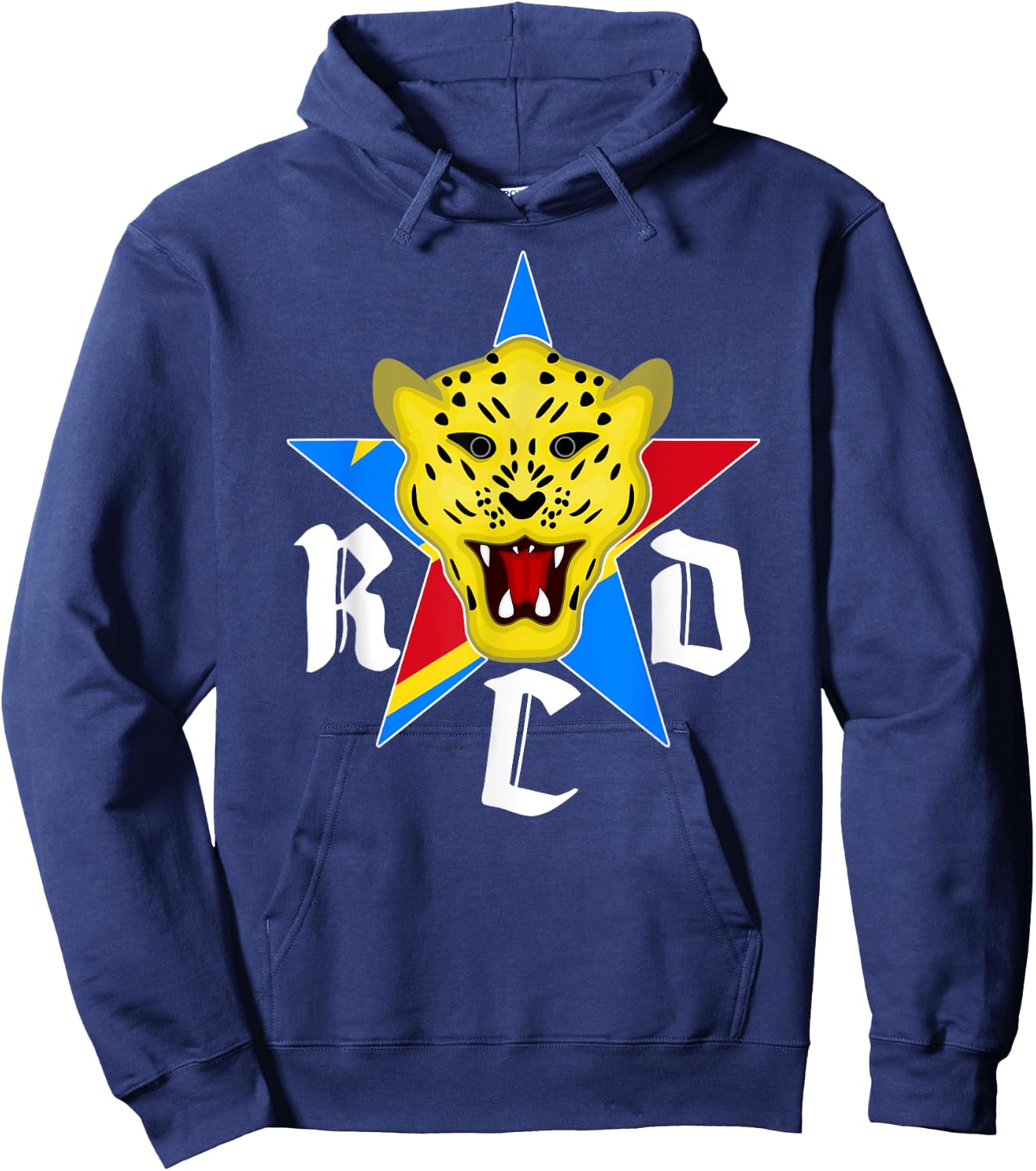 Love DRC RDC Congo With Congo Flag Leopard Head Emblem Hoodie - Hoodie | Navy