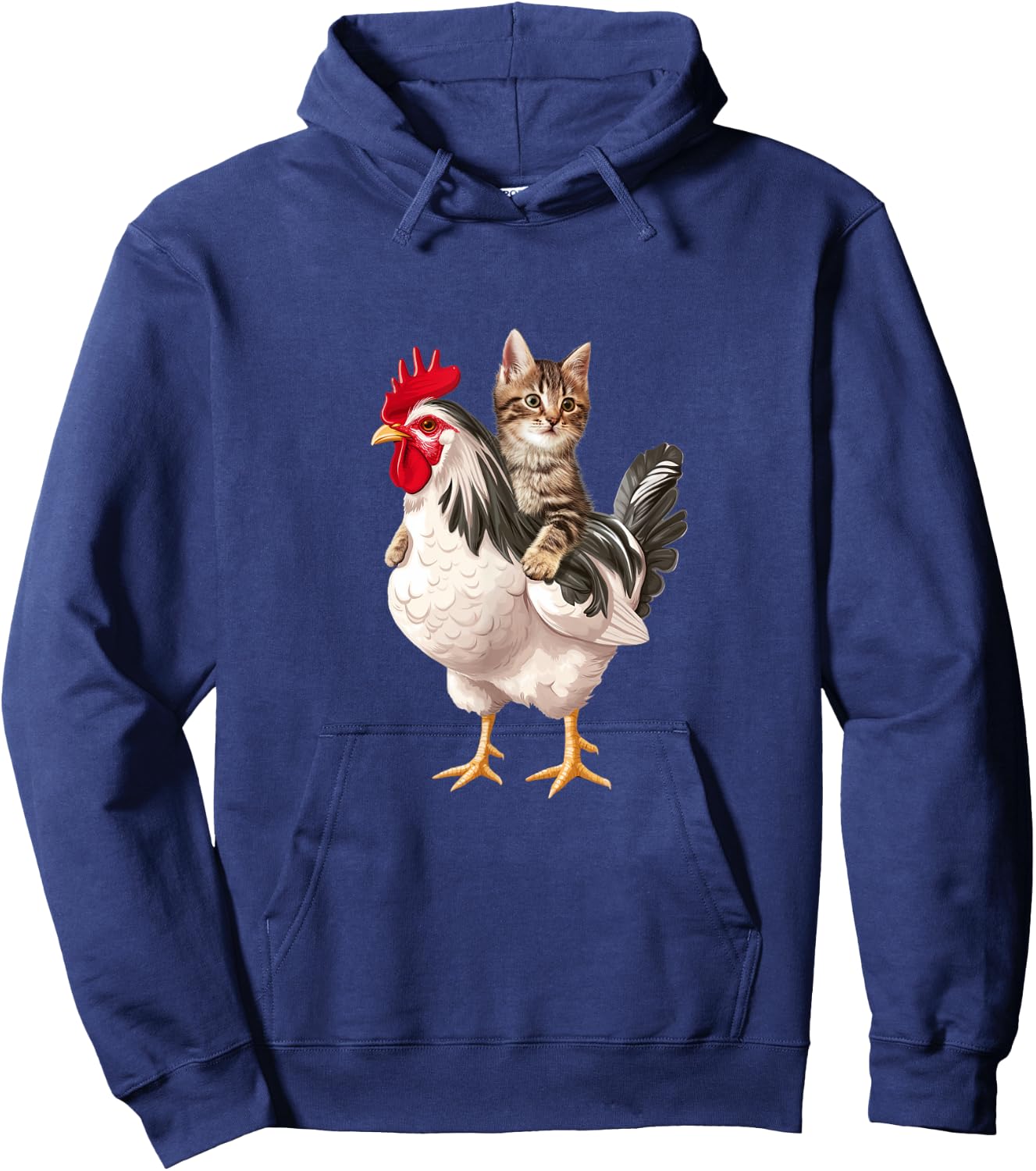 Cat Riding Chicken Funny Chicken Lover Hoodie - Hoodie | Navy