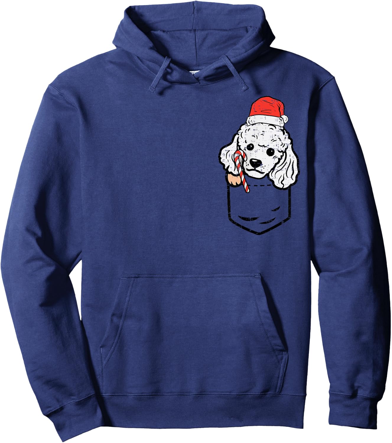 Pocket Poodle Santa Dog Christmas Xmas Men Women Hoodie - Hoodie | Navy