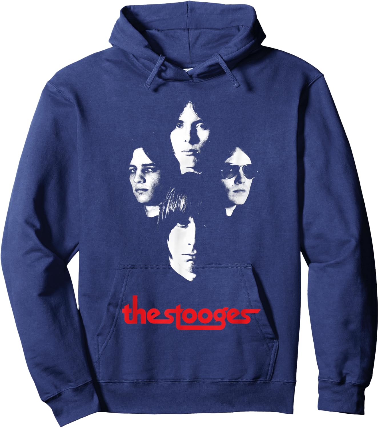 Iggy and The Stooges 4 Faces Officially Licensed Hoodie - Hoodie | Navy