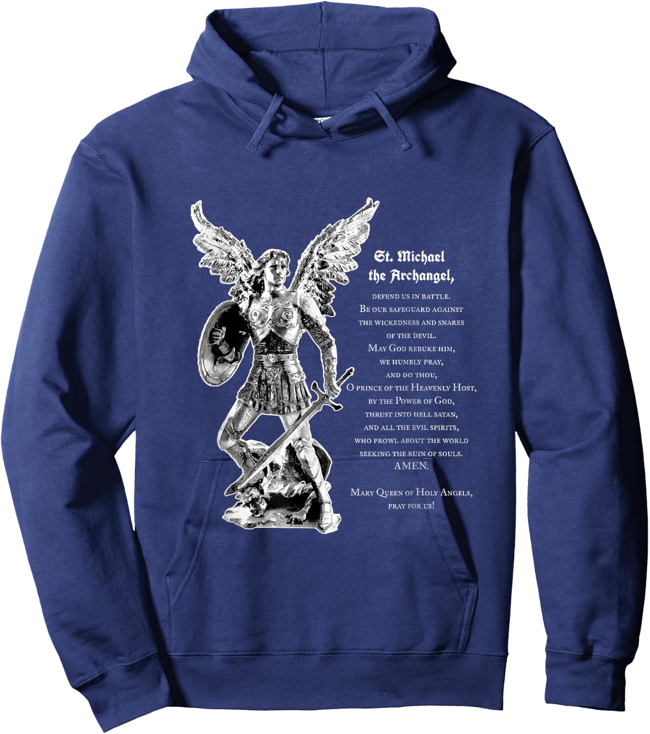 Prayer To St. Michael The Archangel Print Christian Hoodie - Hoodie | Navy
