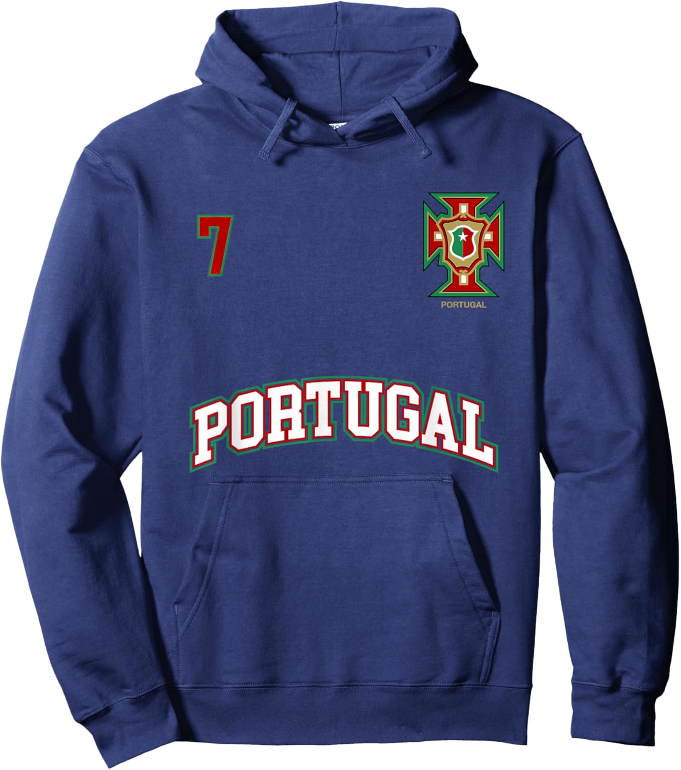 Portugal Shirt Number 7 (+Back) Soccer Team Sports Flag Hoodie - Hoodie | Navy