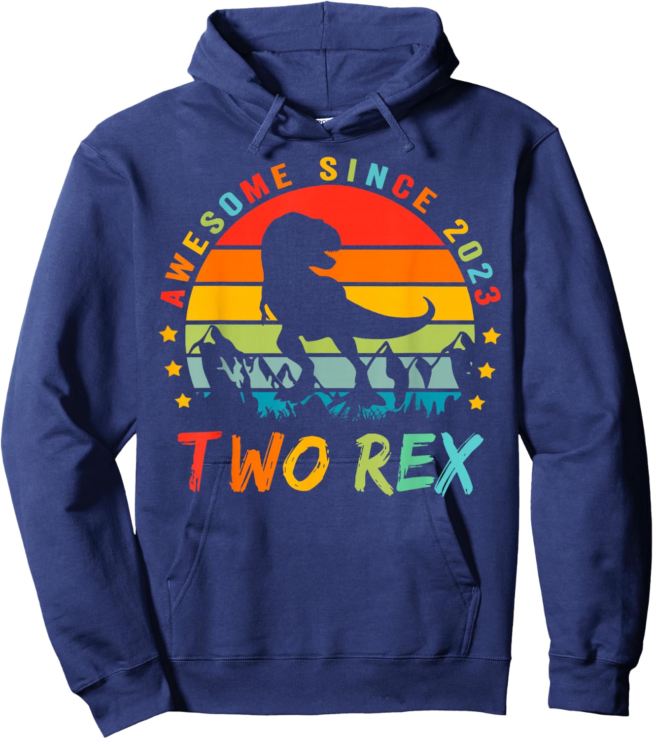 Two Rex 2nd Birthday Gift Second Dinosaur 2 Year Old Hoodie - Hoodie | Navy